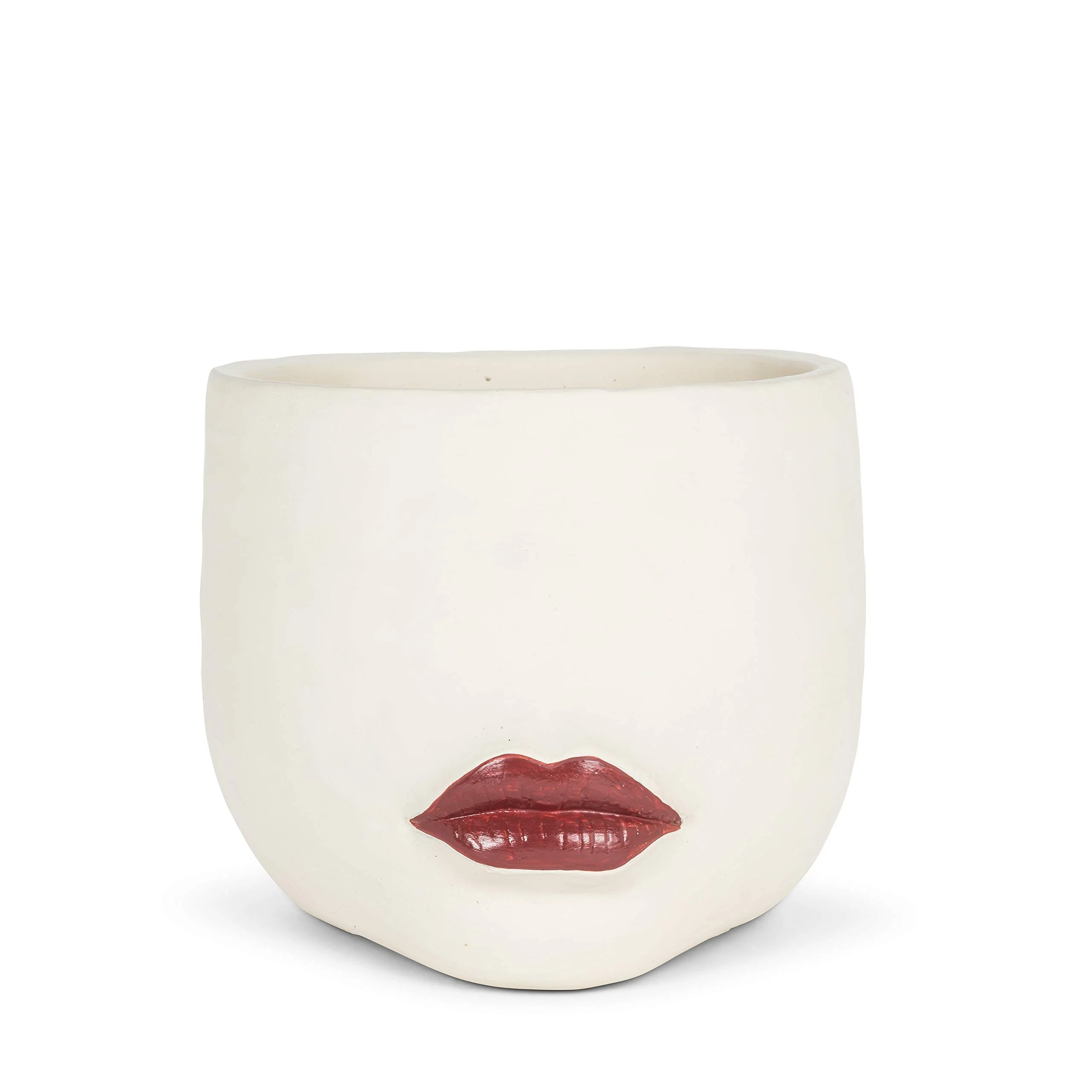 Abbott Collection Home 27-RUBYWOO-440 Large Lip Planter, Ivory/red
