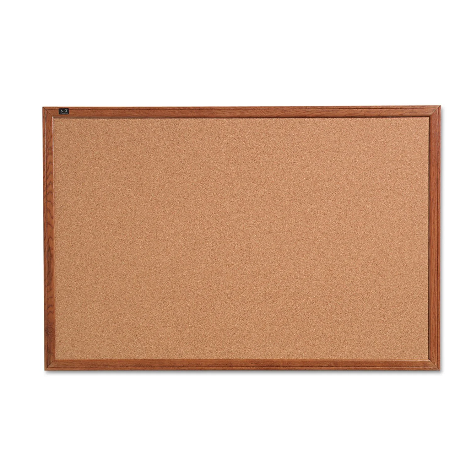 Quartet Corkboard, Framed Bulletin Board, 17" x 23", Cork Board, Oak Finish Frame (85212B)
