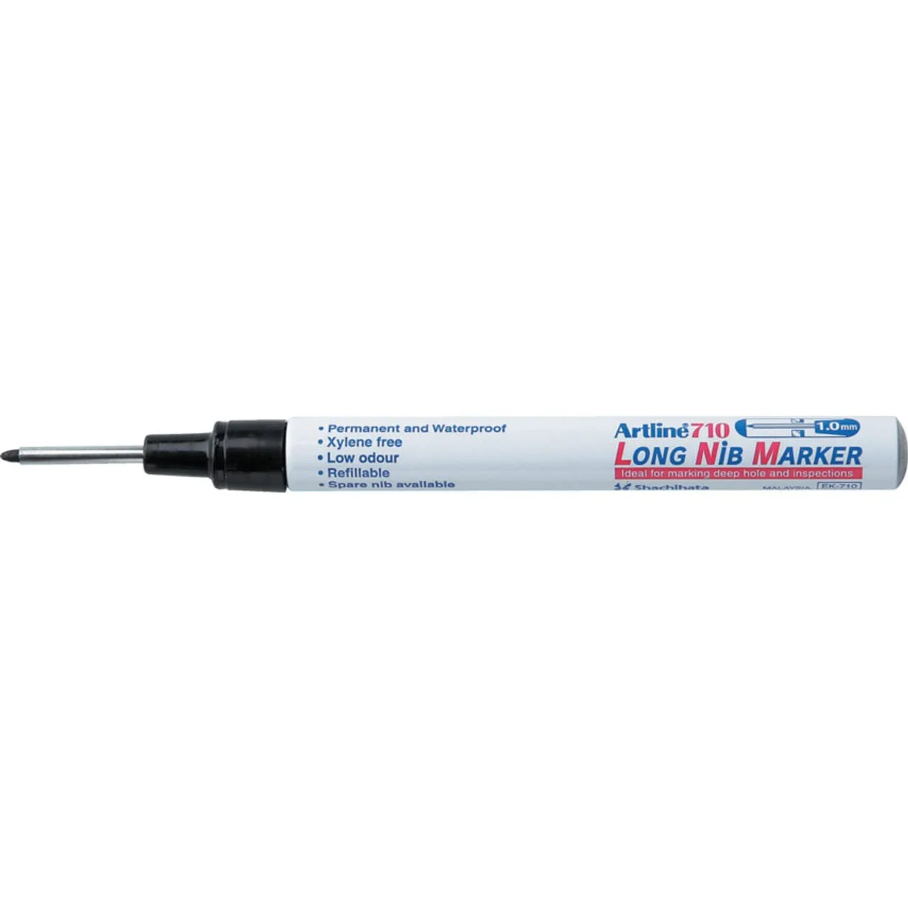 Artline Long Nib Markers, 1.0 mm Writing Width, Black, 12 Pack (EK-710)