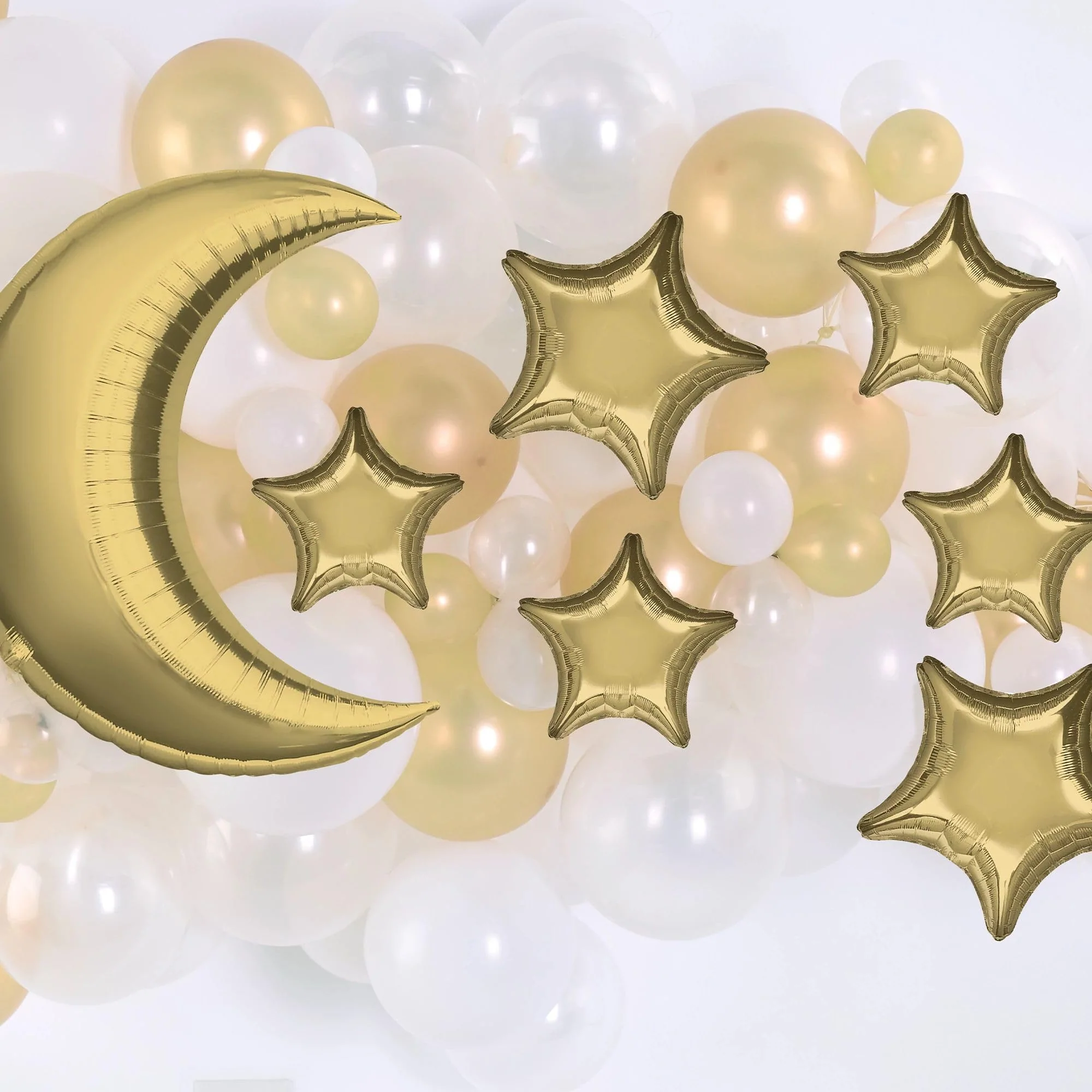 Moon and Stars Foil Balloon Accent Kit - 9" - 26" | Gold | Pack of 10