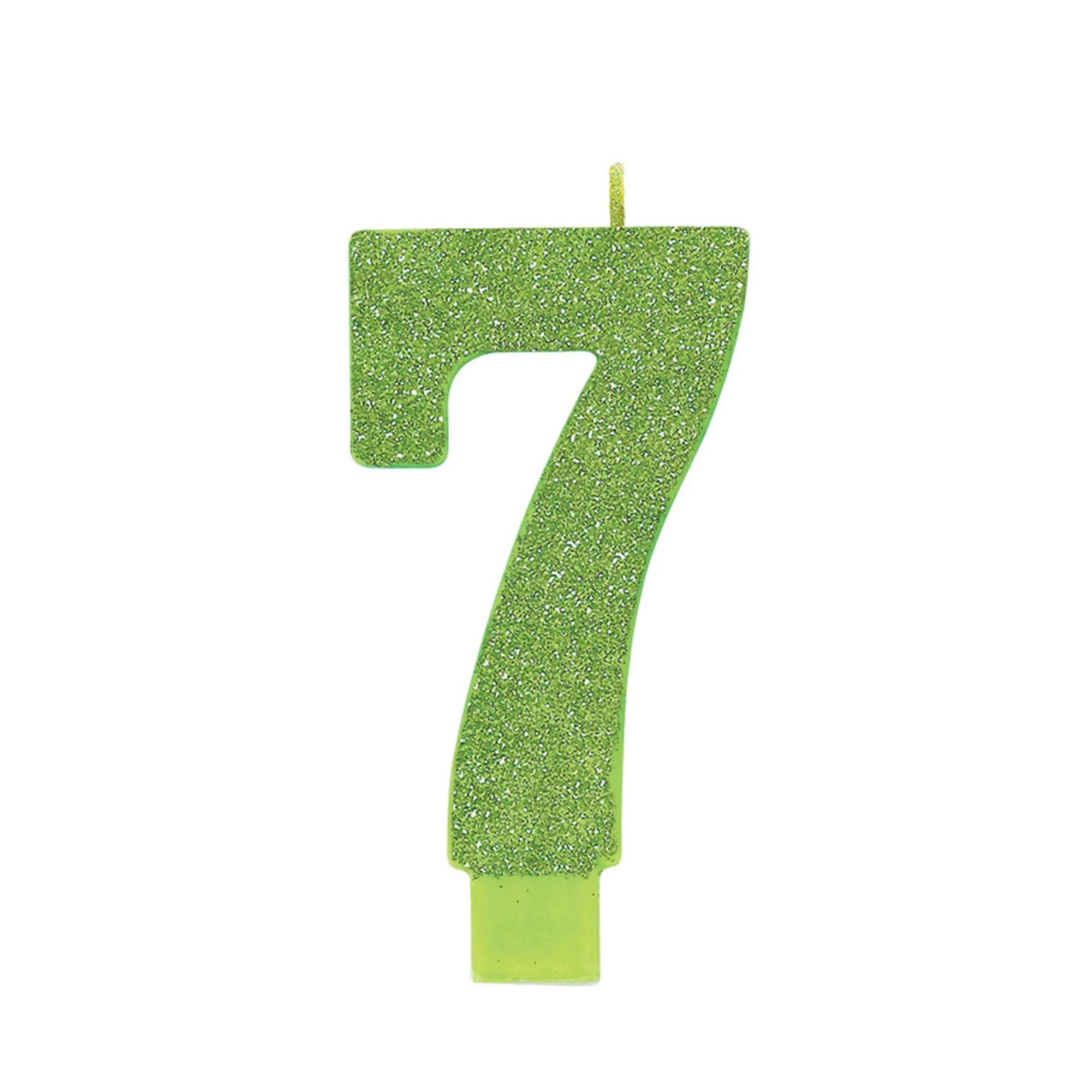 amscan #7 Large Glitter Birthday Candle | Kiwi Green | Party Supply, 5 1/4"