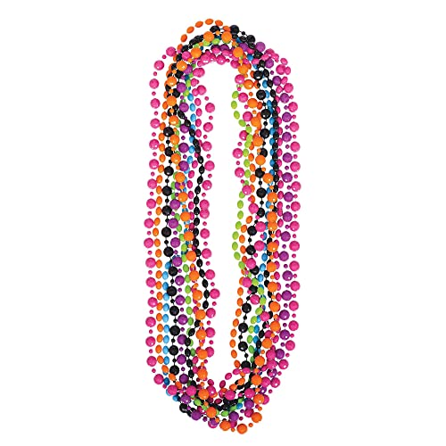 Amscan 391867 Colorful 80's Party Oblong Beads Plastic Necklace, 30" 10 Ct.