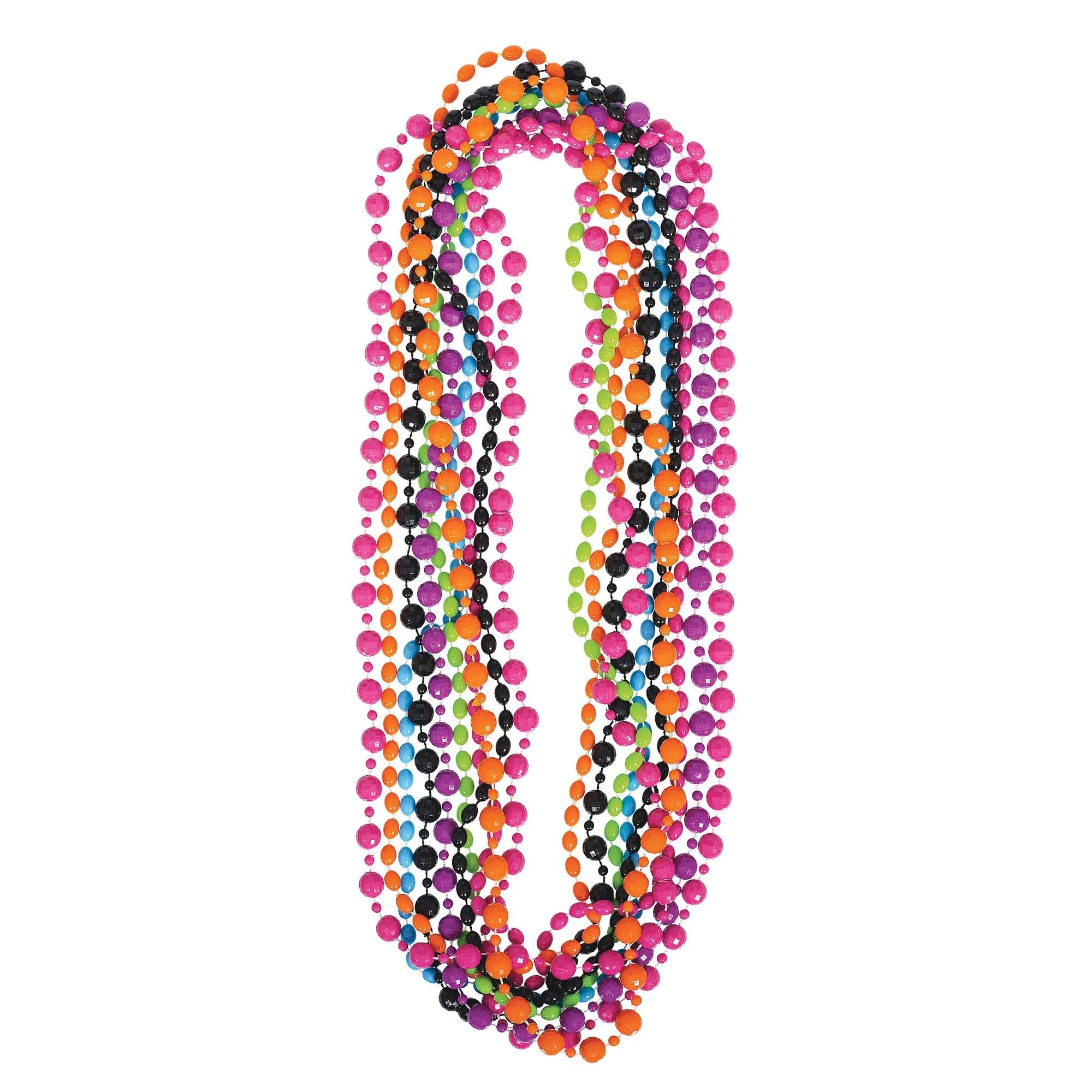 Amscan 391867 Colorful 80's Party Oblong Beads Plastic Necklace, 30" 10 Ct.
