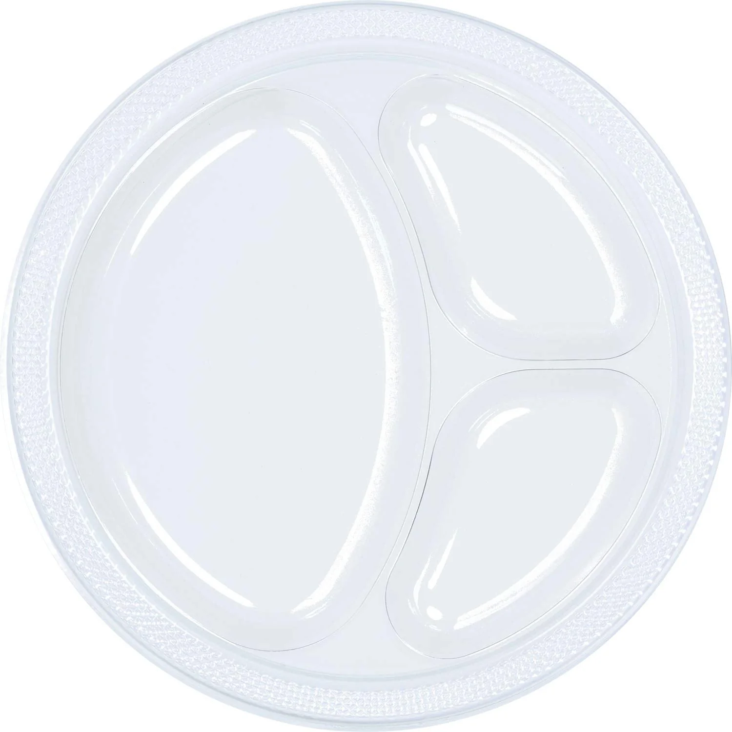 Amscan 4303386 Clear Divided Plastic Plates 1025 Pack of 20 Party Supply, 10 1/4"