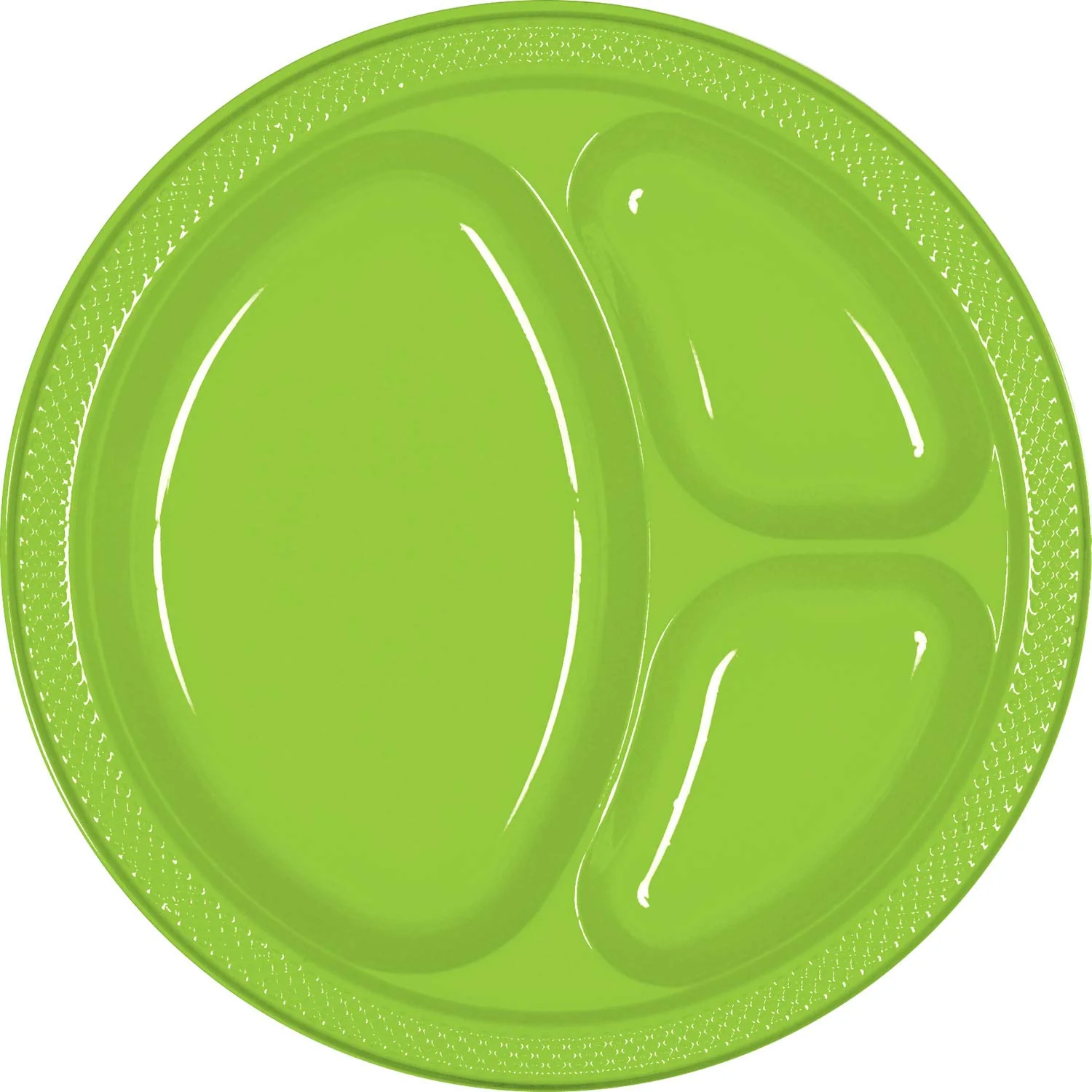 Amscan Kiwi 43033.53 Green Divided Dinner Plates, 20ct, 10 1/4"