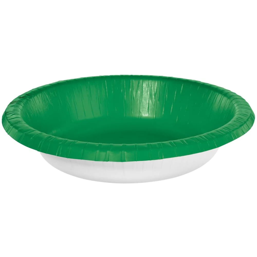 Festive Green Paper Bowls (Pack of 20) - 20 oz. - Vibrant & Eco-Friendly Bowls - Ideal for Parties, Events & Special Occasions