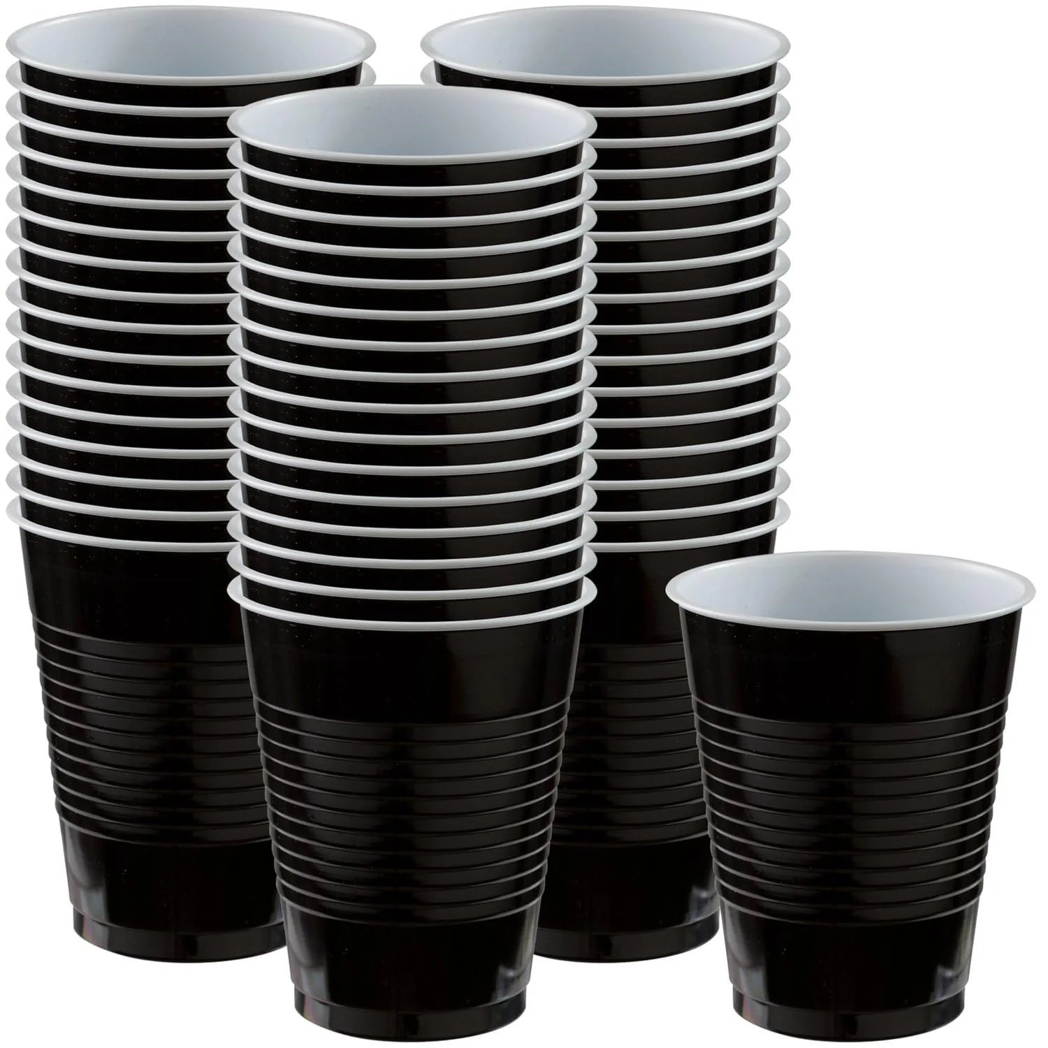 Disposable Double Stack Plastic Cups - 18 oz. | Black | 50 Pcs.
