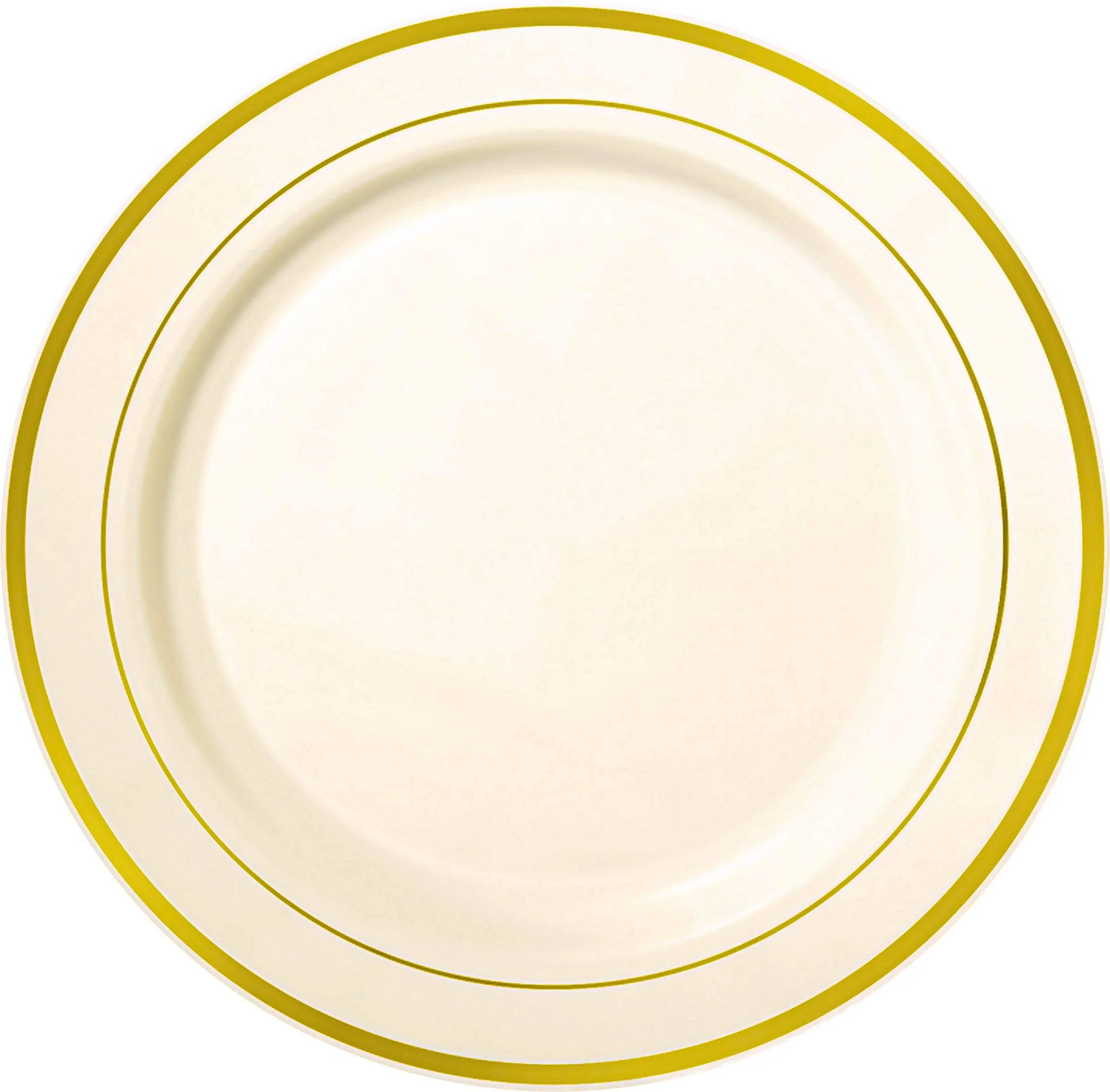 amscan 438456 Premium Plastic Plates Cream with Prismatic Gold Border 12 Pack of 10 Party Supply