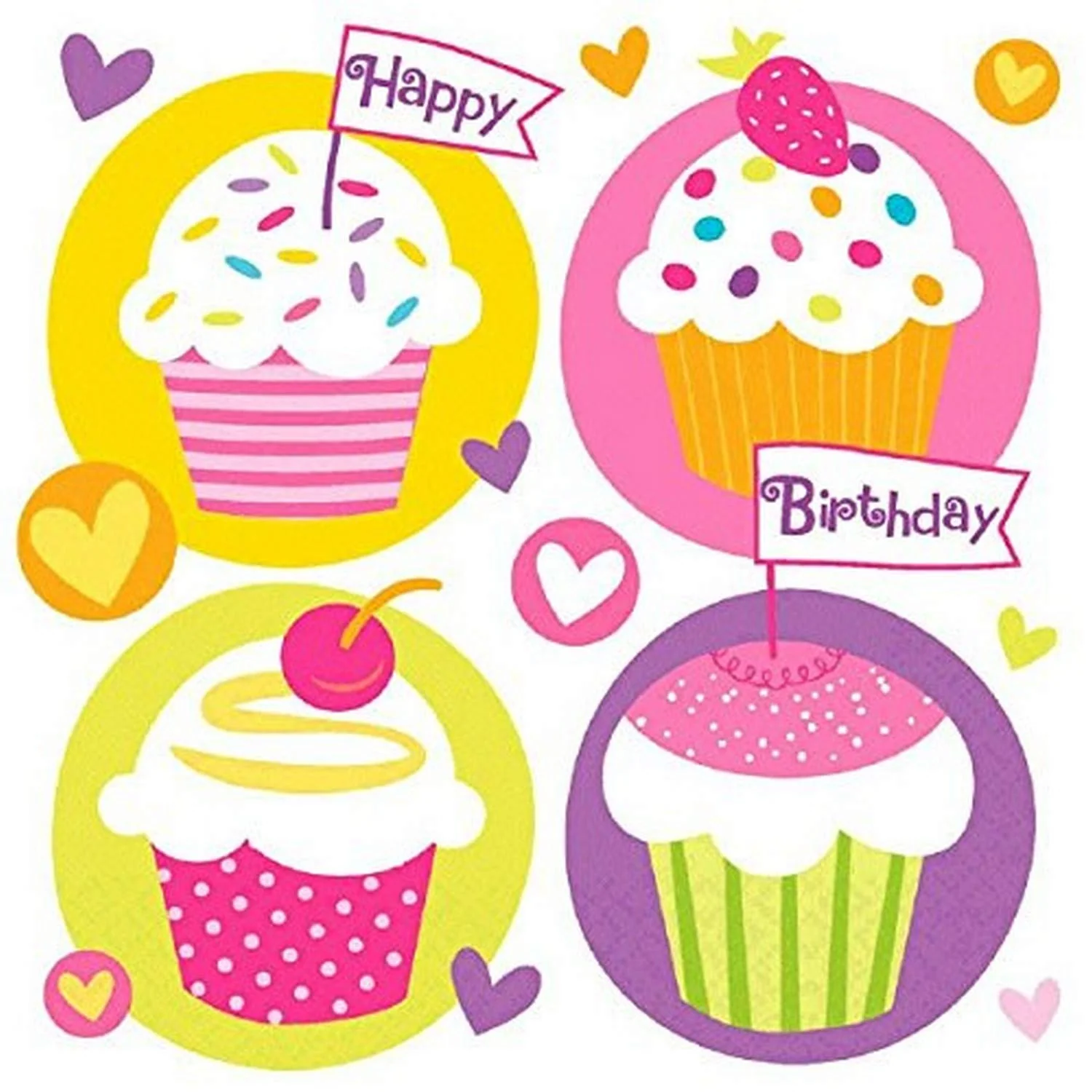 Cupcake Party Luncheon Napkins - 6.5" x 6.5" (16 Count), Premium Paper Napkins &amp; Multicolor Design - Perfect For Themed Parties &amp; Events