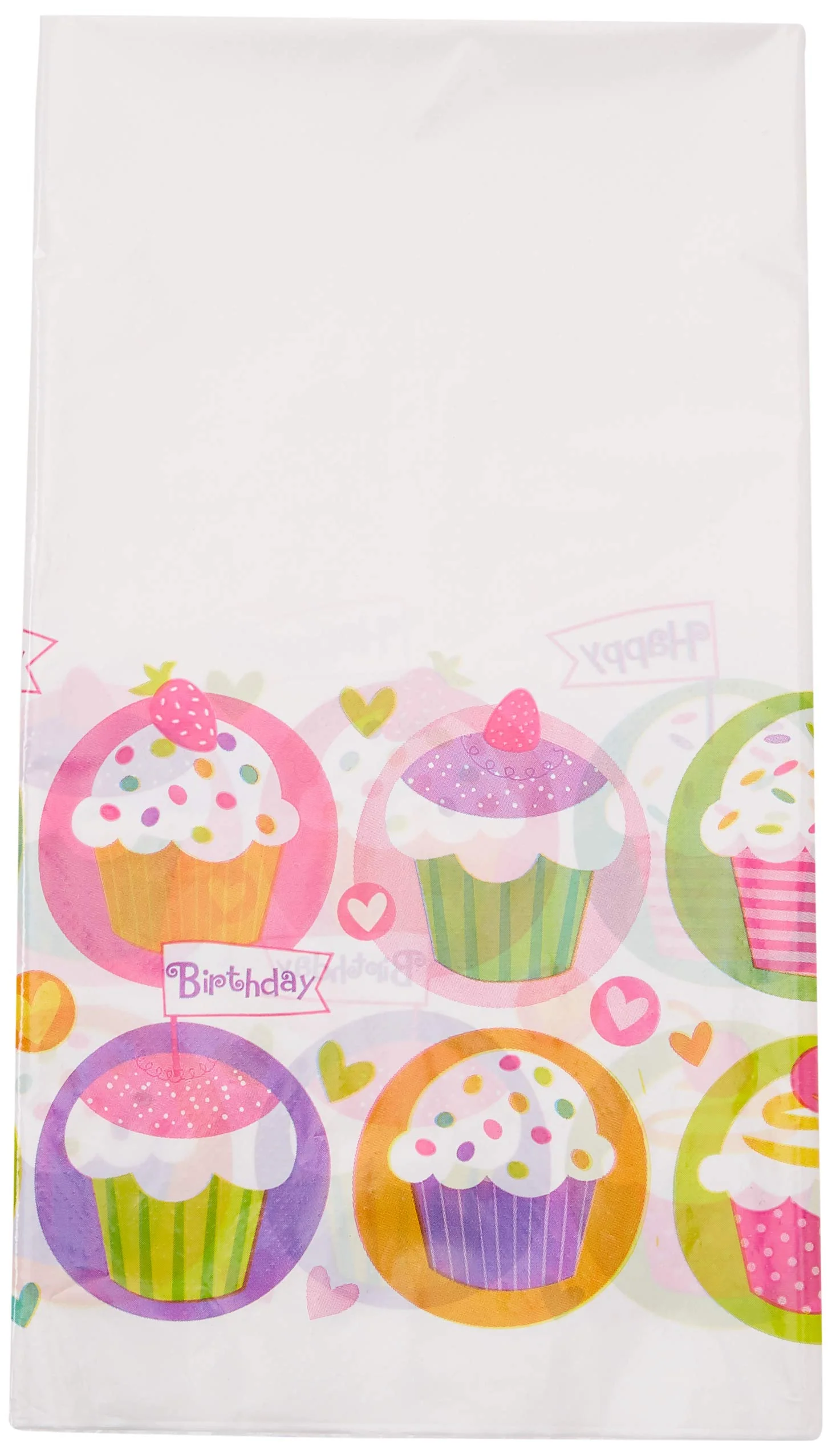 Multicolor Cupcake Party Plastic Table Cover (54" x 84") 1 Piece - Perfect for Birthday & Celebrations