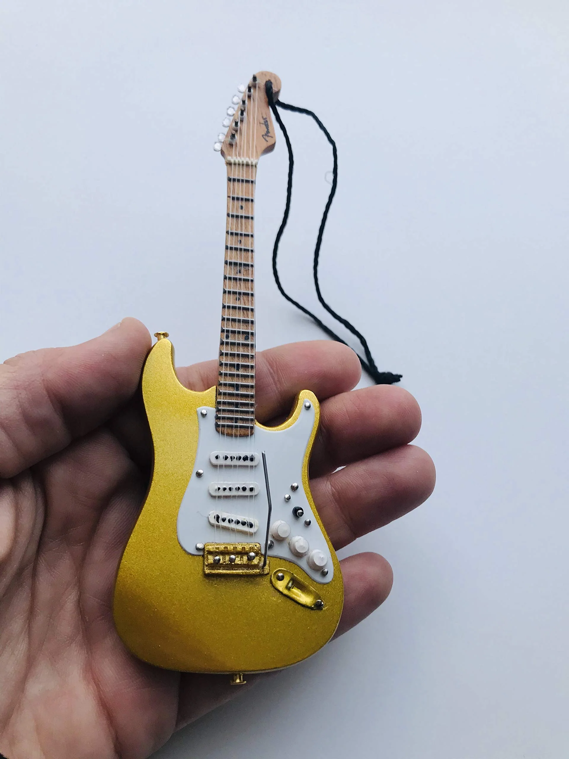 FanMerch 6" Collectible Gold Fender Stratocaster Guitar - Miniature Guitar Replica