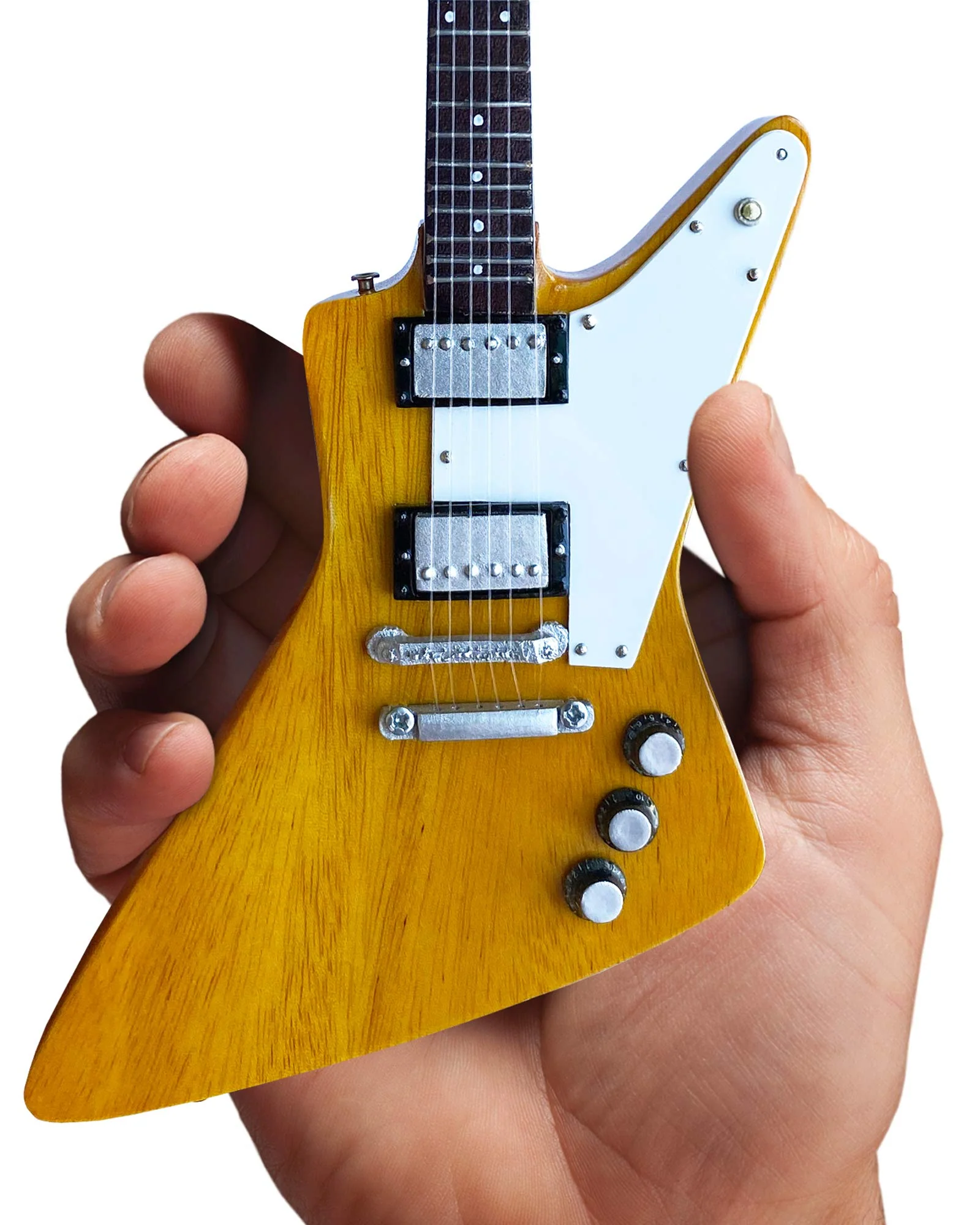 FanMerch U2 Bono - The Edge Natural Explorer Guitar Korina Replica - 1:4 Scale Model