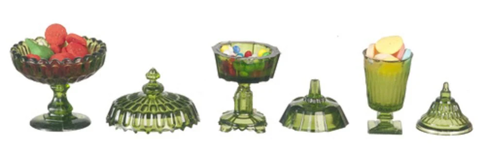 Melody Jane Dollhouse Green Sweet Bowls Candy Dishes Chrysnbon Miniature