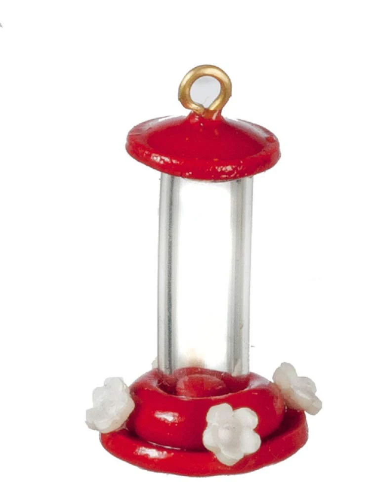 Melody Jane Dolls Houses Humming Bird Feeder Miniature 1:12 Scale Pet Garden Accessory Red