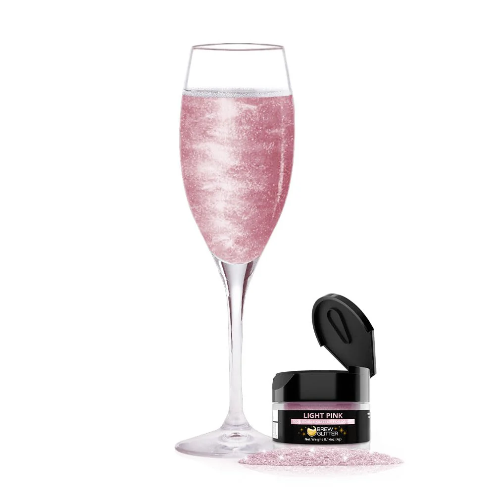 Brew Glitter - Light Pink (4g 1x Shaker Jar) | Edible Glitter for Drinks, Beer and Cocktail Beverages by Bakell