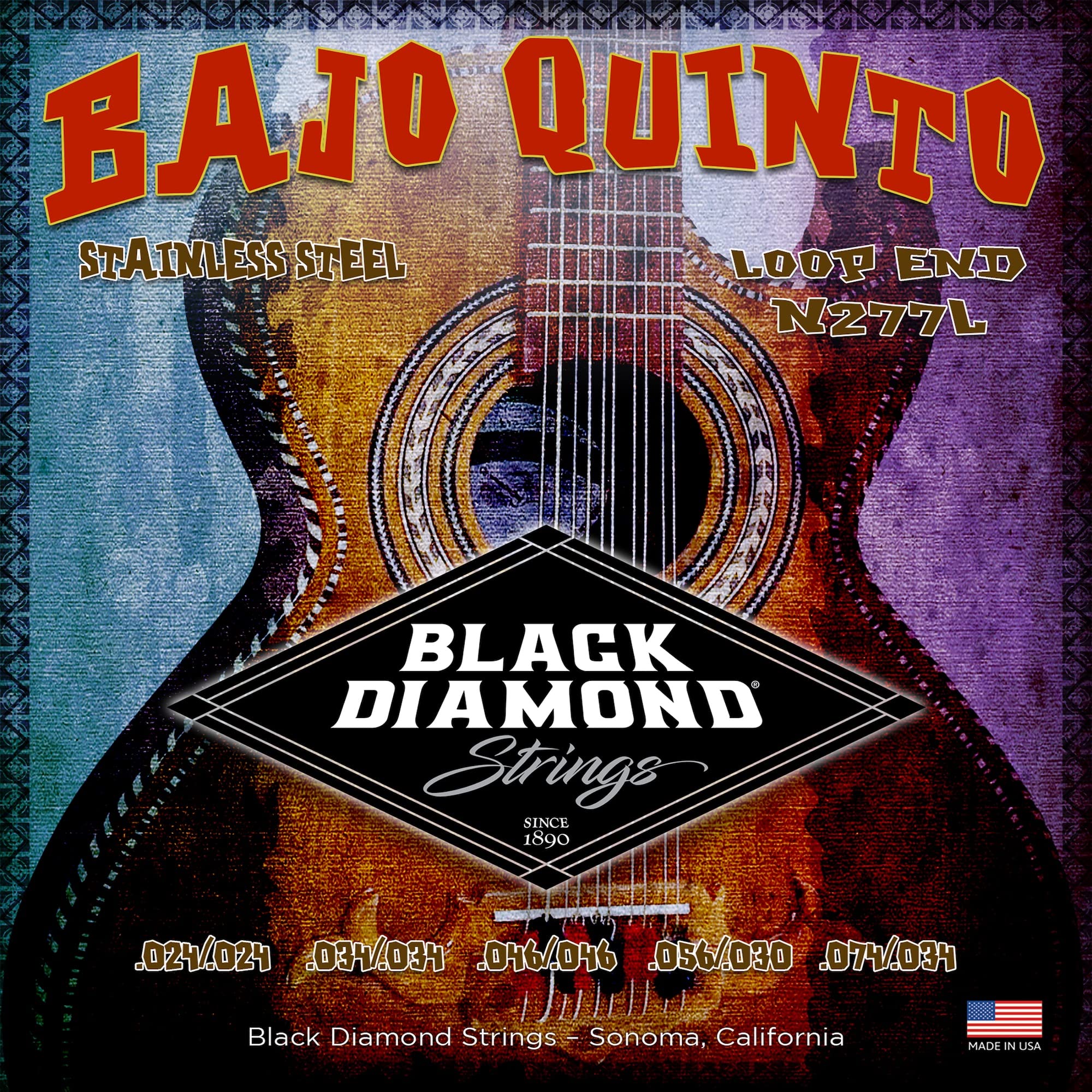 Black Diamond Strings® N277L Bajo Quinto Stainless Loop End .024| .034 | .046| .056 030 | .074 .034