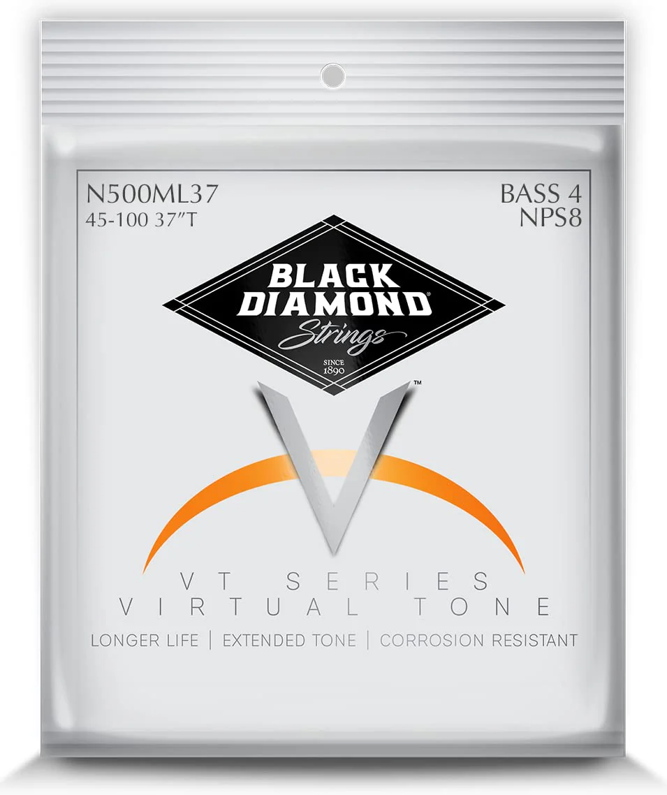Black Diamond Strings® N500ML37 4 String Bass Nickel Rd MedLt/Long Scale .045NR.065NR.080NR.100NR