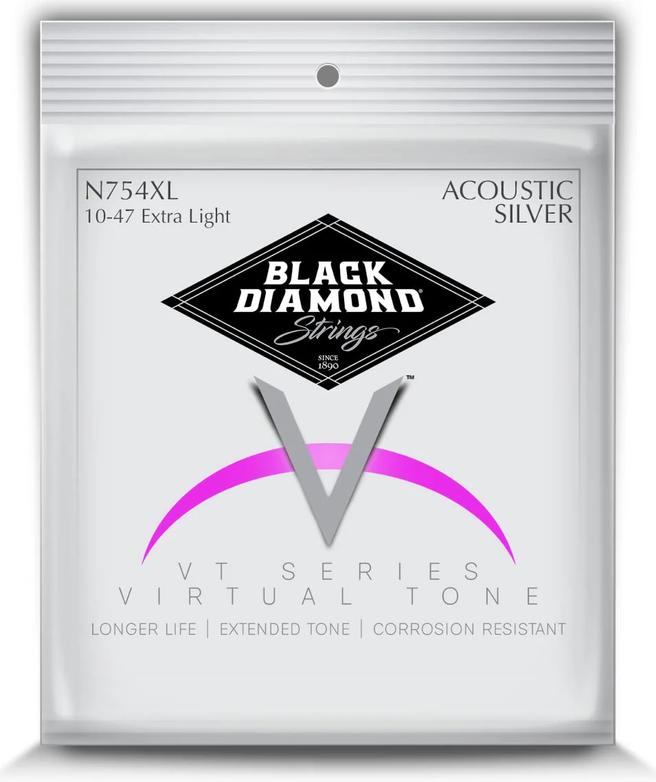 Black Diamond Strings® N754XL Acoustic Silver wound Extra Light .010P.014P.023S.030S.039S.047S