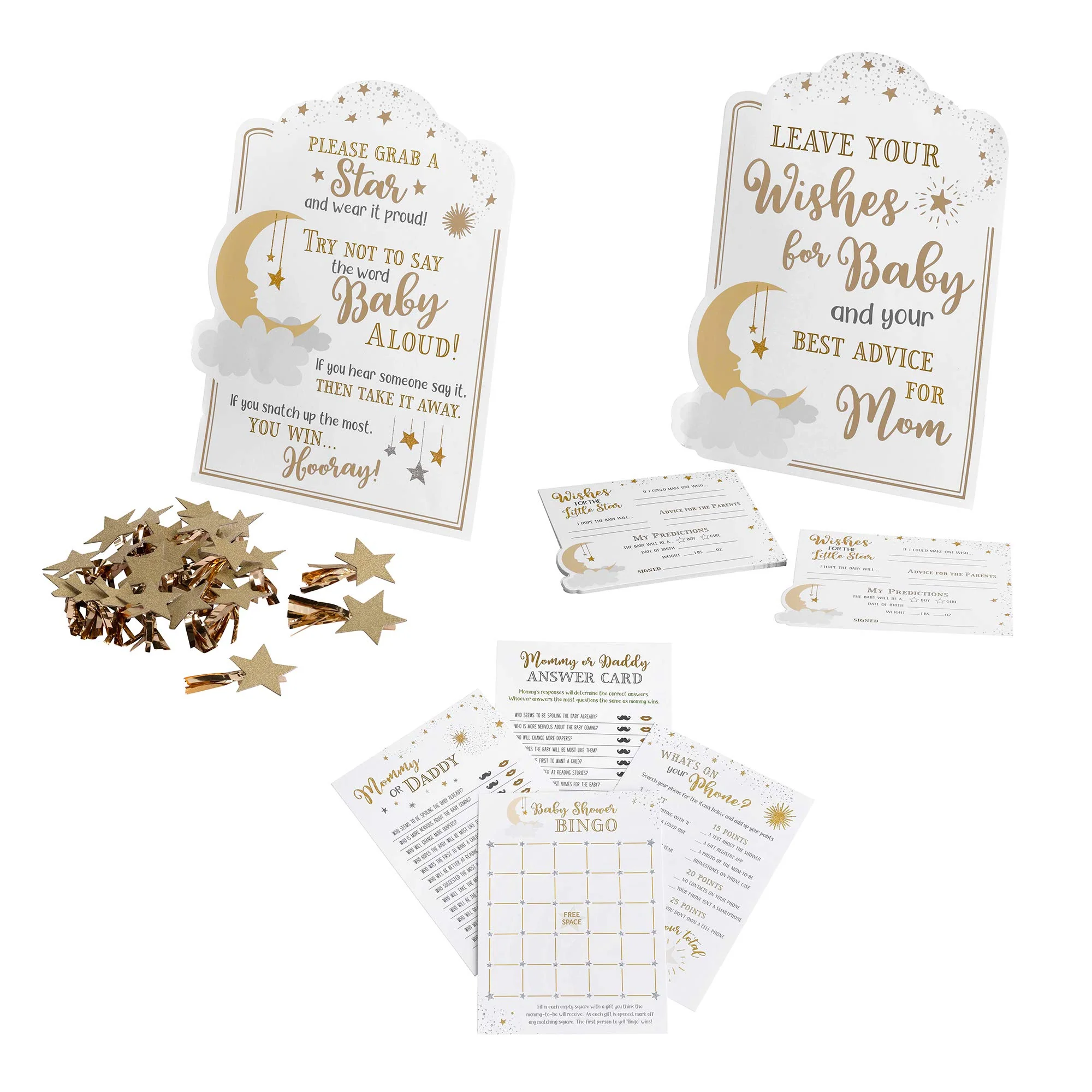 Lillian Rose Twinkle Little Star Baby Shower Game Set, Gold