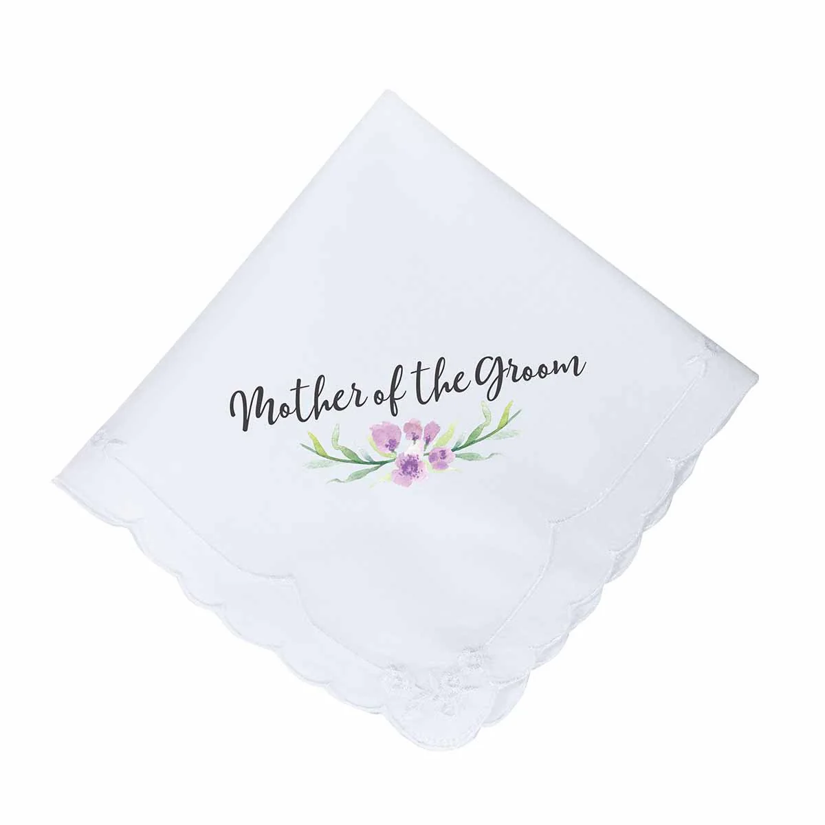 Lillian Rose Purple Mother of The Groom Hankie, 12", White