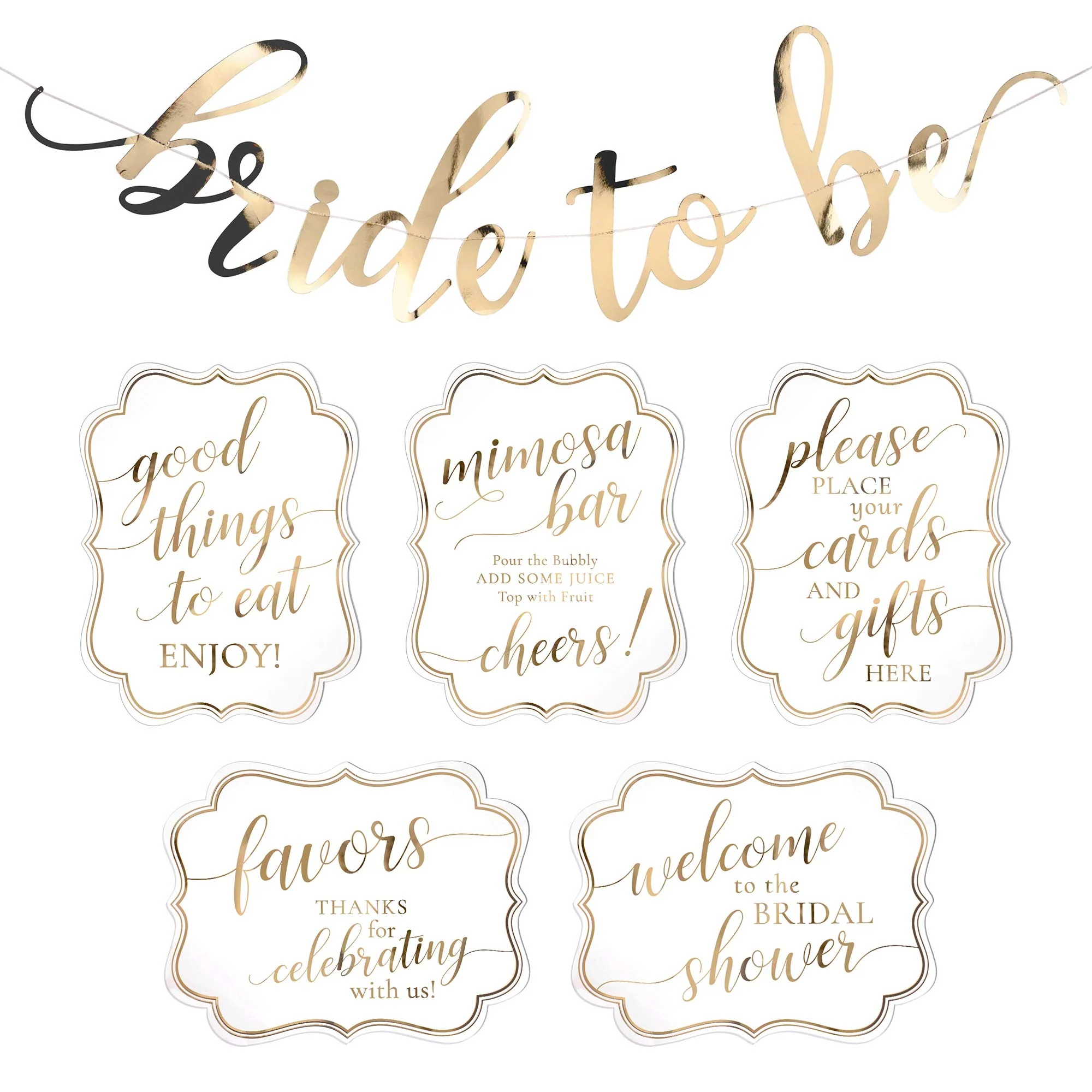 Lillian Rose White Gold Bridal Shower Signs and Bunting, 18"