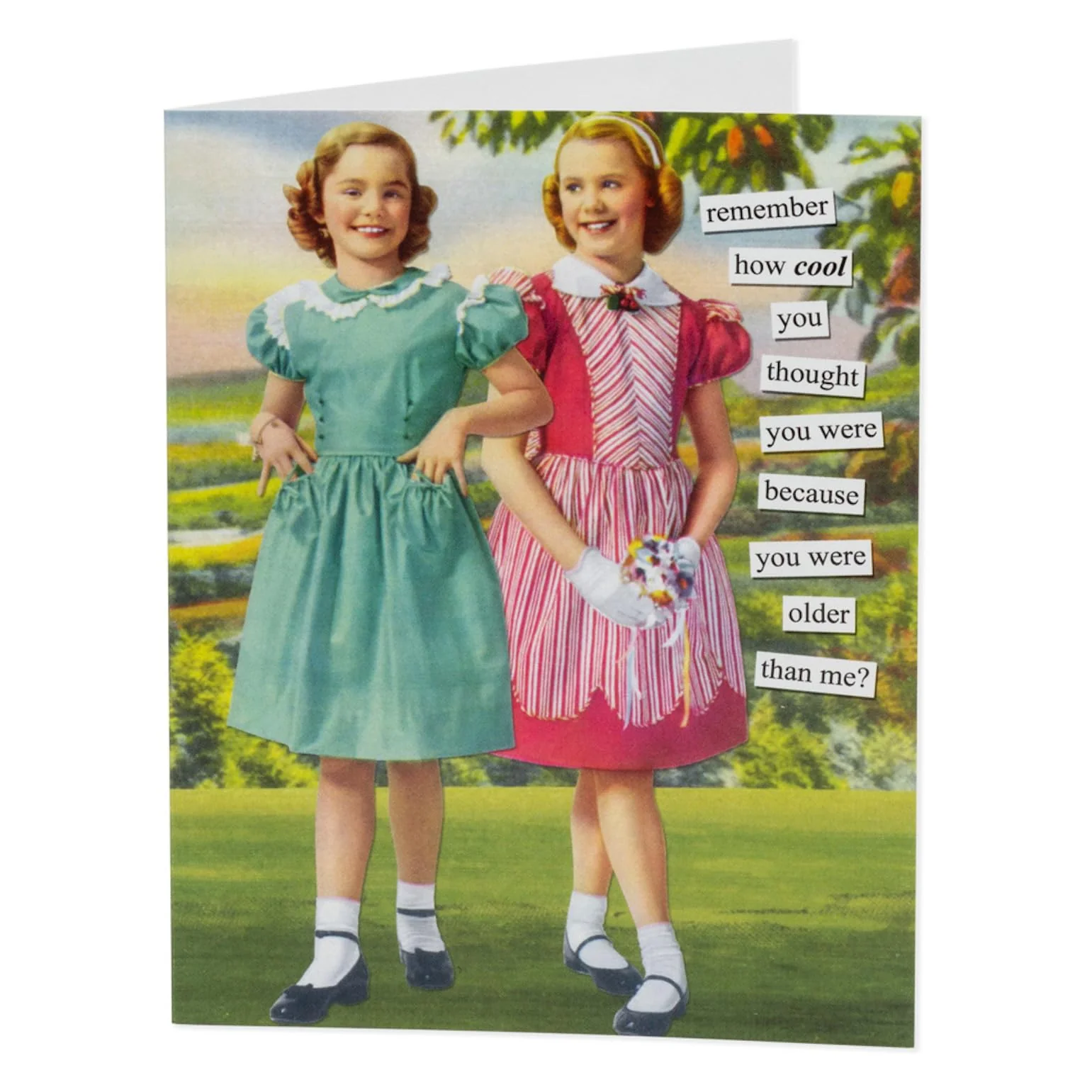 Anne Taintor Birthday Cards Funny Vintage Retro Greeting Card for Her, 4.25" x 5.5", Older Than Me