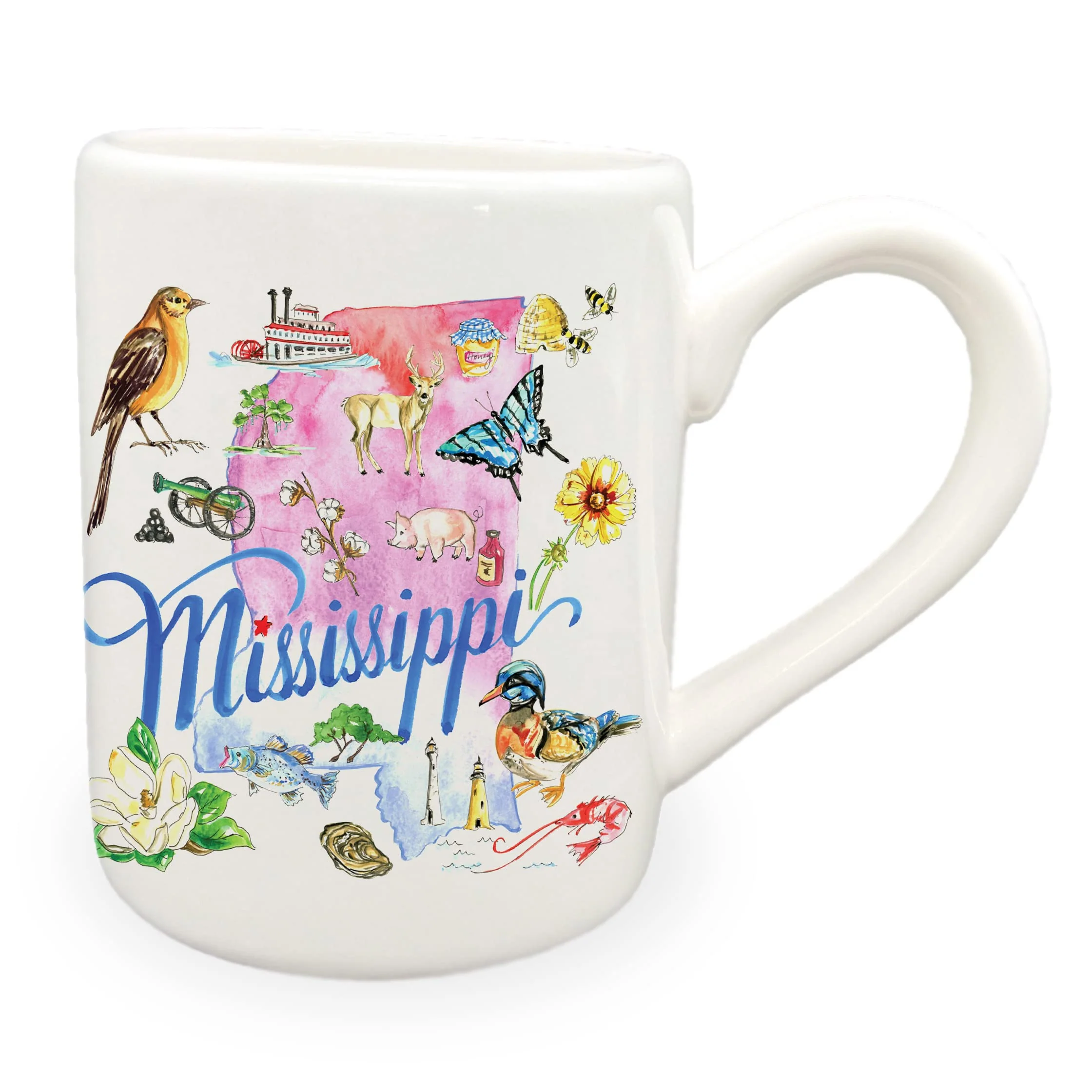 Boston International Rosanne Beck State Collection Ceramic Coffee/Tea Mug, 12-Ounces, Mississippi