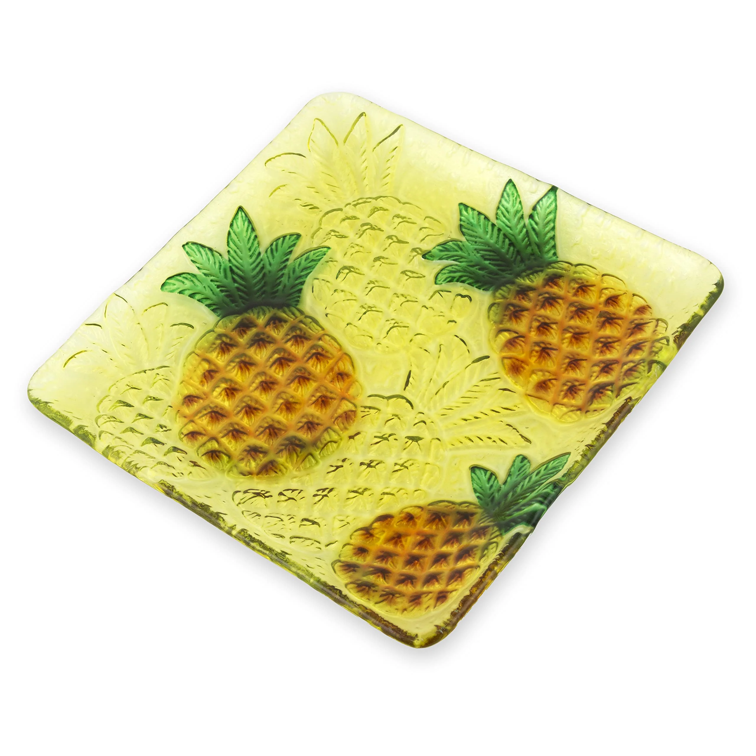 Boston International Glass Serving Plate, 12 x 10-Inches, Pineapples