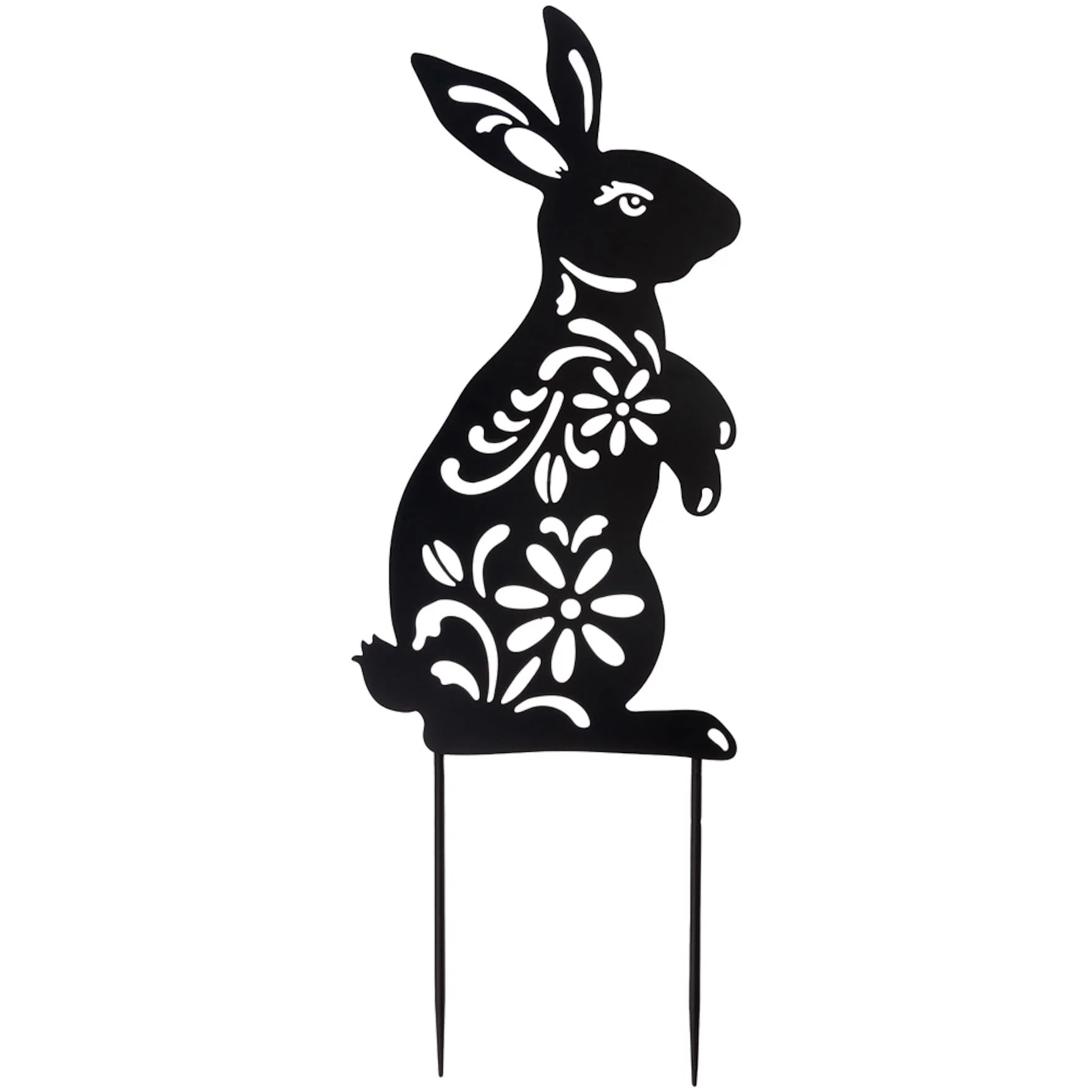 Boston International Floral Bunny Yard Stake, Black