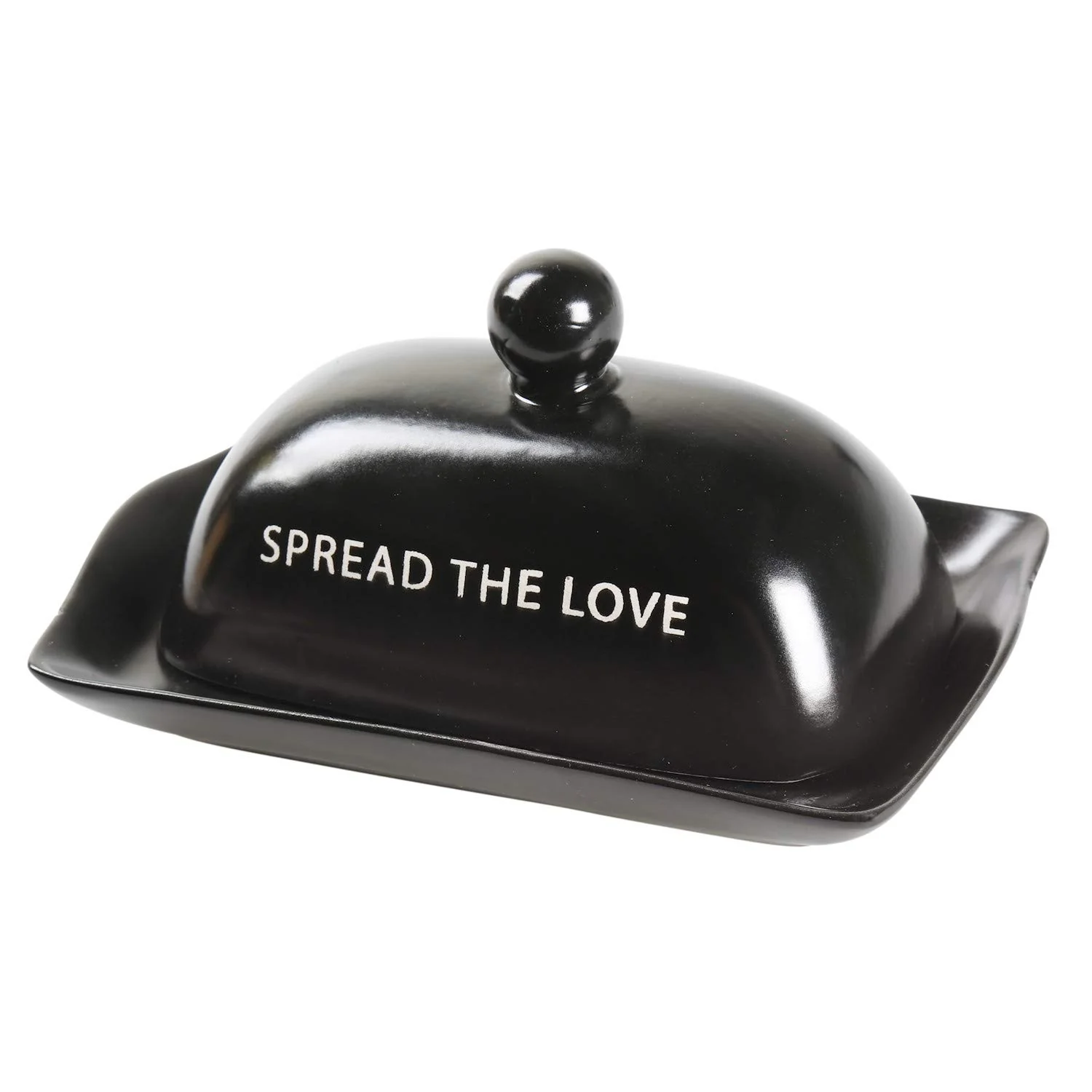 Stoneware Butter Dish with Lid Spread the Love, Black