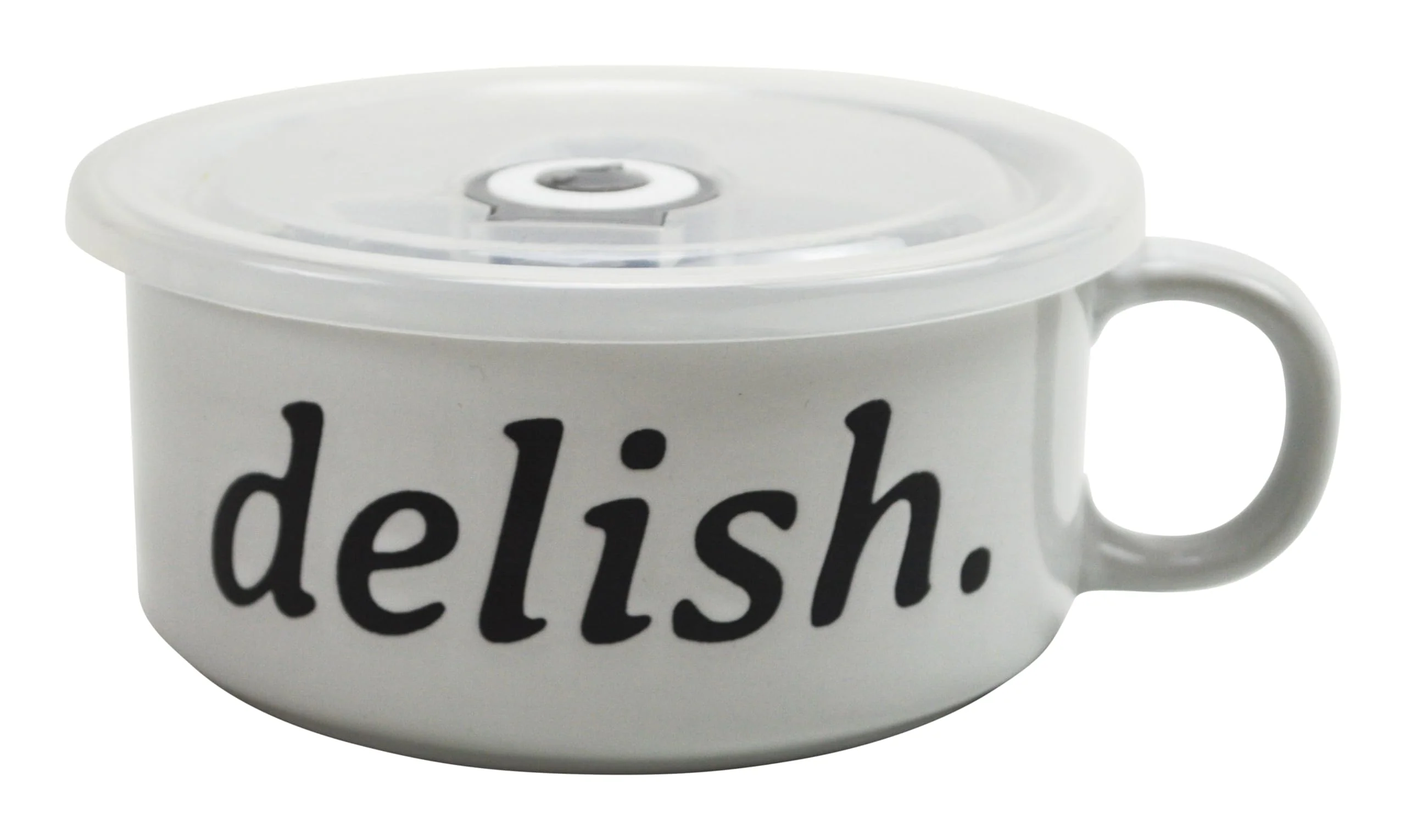 Boston Warehouse 22OZ SOUPER MUG WITH LID DELISH BLACK AND WHITE