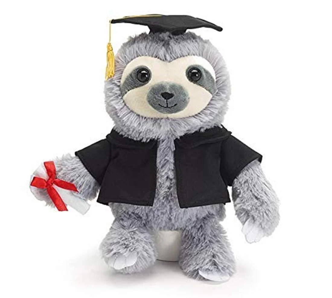 Burton & Burton Graduation Sloth with Diploma 8"