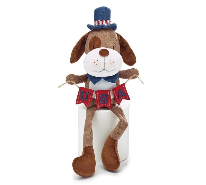 burton+BURTON Patriotic Puppy Holding Shelf Sitter Figurine, 18.5-inch Height, Holiday Decoration