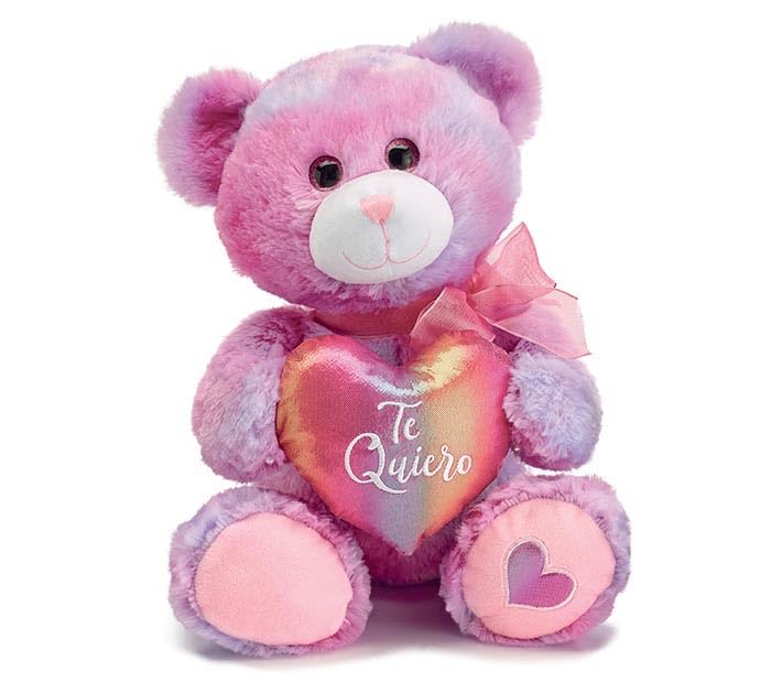 burton+BURTON Multi Color Fur Te Quiero Bear Plush Toy, 17-inch Height, Kids Stuffed Animal Toy