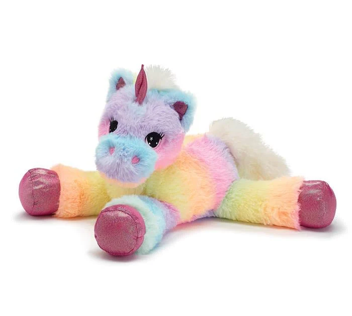burton+BURTON Lying Rainbow Unicorn Plush Toy, 16-inch Height, Kids Stuffed Animal Toy
