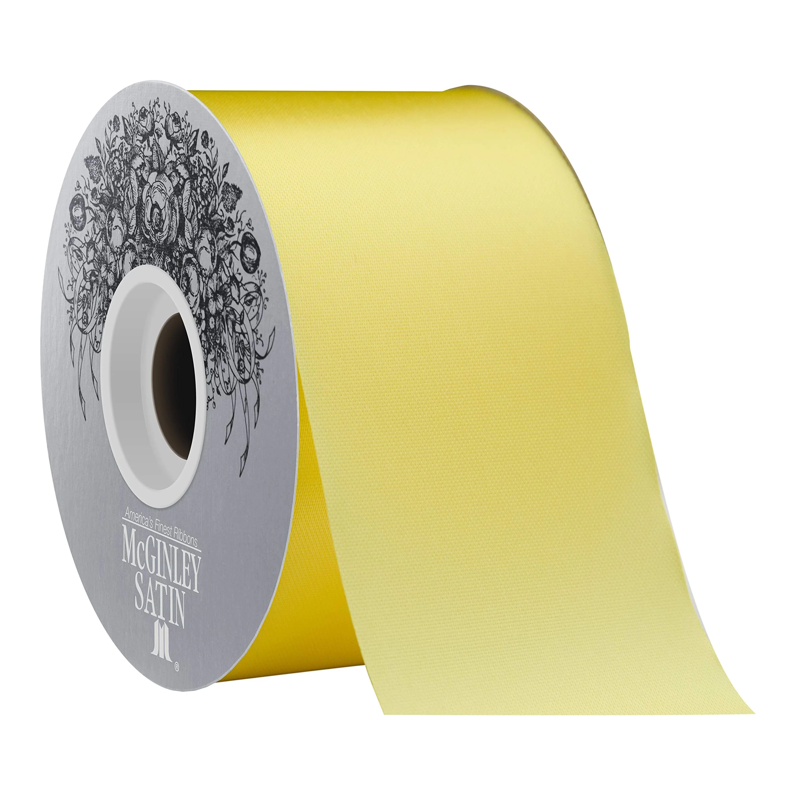 McGinley Mills 2.5" W Acetate Satin Ribbon, Sunshine Yellow, 50 Yard Spool