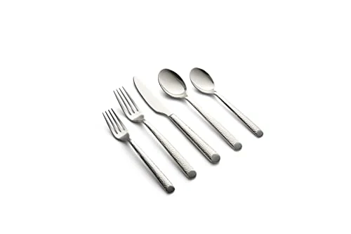 CAMBRIDGE Mirror Elsa Hammered 20-Piece Flatware Set, Service for 4