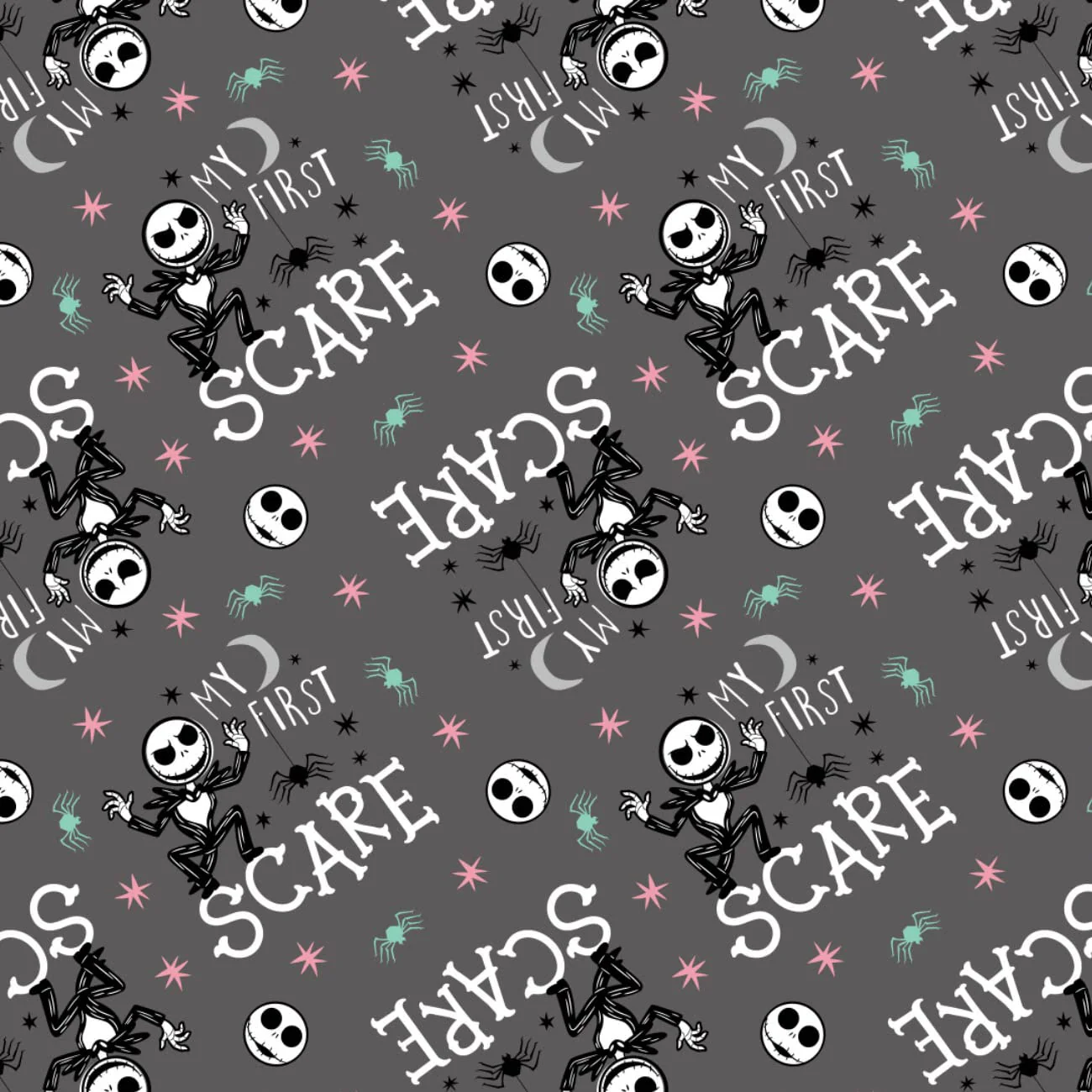 2 Yards Quilting Cotton for Sewing – Nightmare Before Christmas V Collection - My First Scare - Color Charcoal - 100% Cotton - Soft, Decorative Material - Pre-Cut 44-45 Inches Wide by Camelot Fabrics