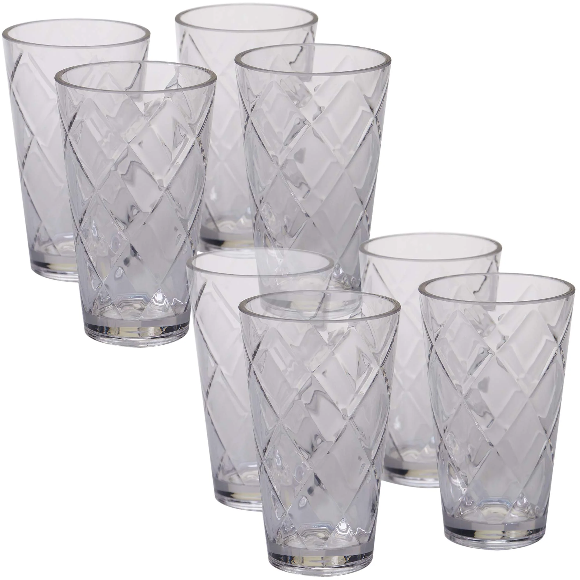 Certified International Clear Diamond Acrylic 20 oz. Beverage/Ice Tea Glass, Set of 8