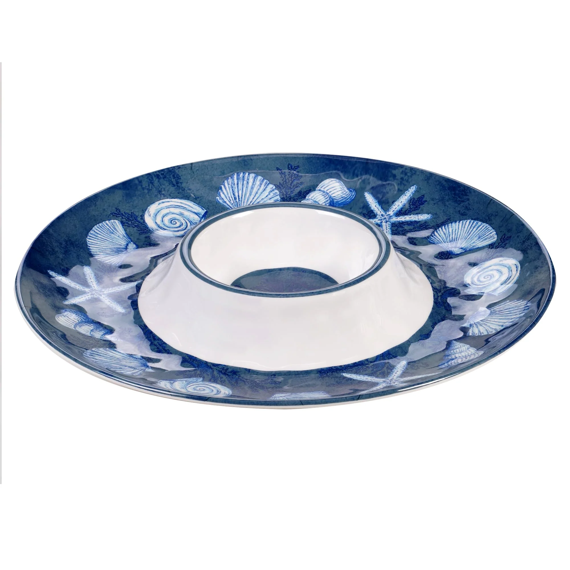 Certified International Oceanic Heavy Weight Melamine Chip and Dip, 14.5-inch Diameter, Kitchenware and Accessories