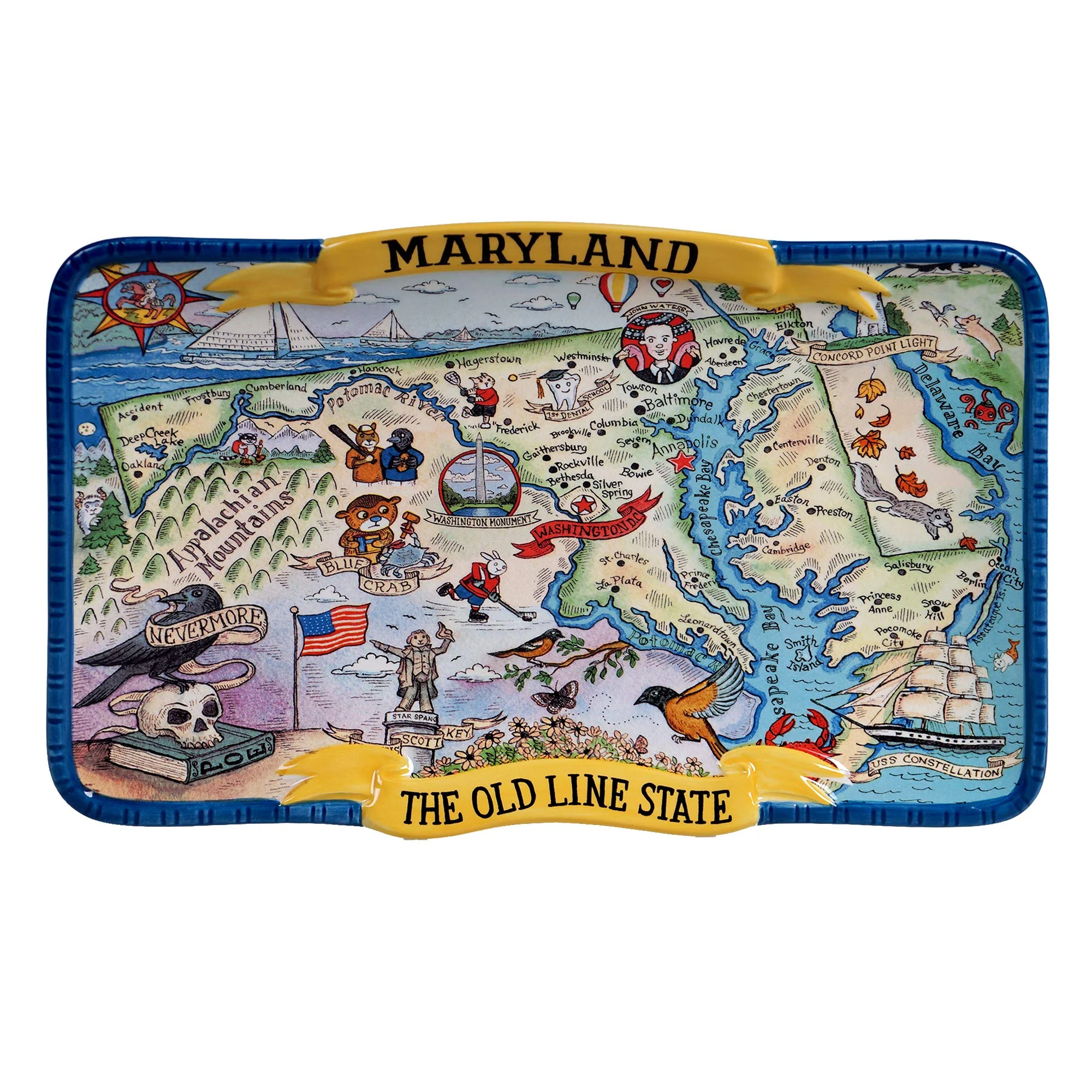 Certified International Maryland Souvenir Rectangular Platter 13" x 8", Multicolored