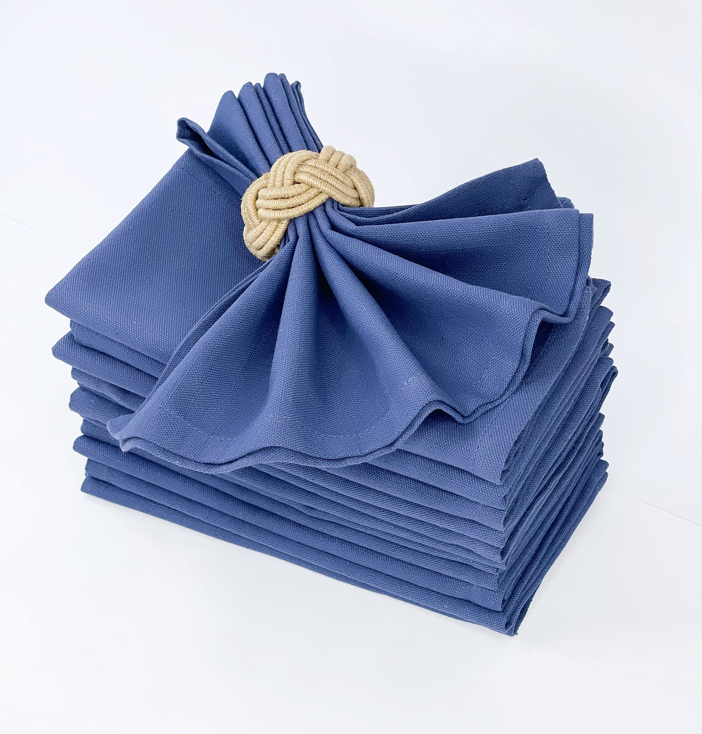 CHARDIN HOME 100% Cotton Slub Napkins - Navy Blue, 18x18 in, Set of 12 Textured Linen Look Reusable Cloth Napkins - Delicate, Handmade Napkin Great for Wedding, Everyday, Summer Barbecue, 4th of July