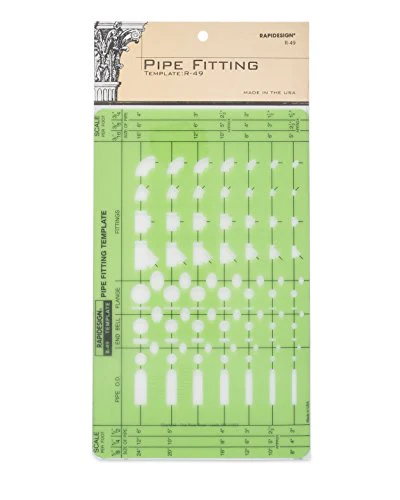Rapidesign Pipe Fittings Template, 1 Each (R49)