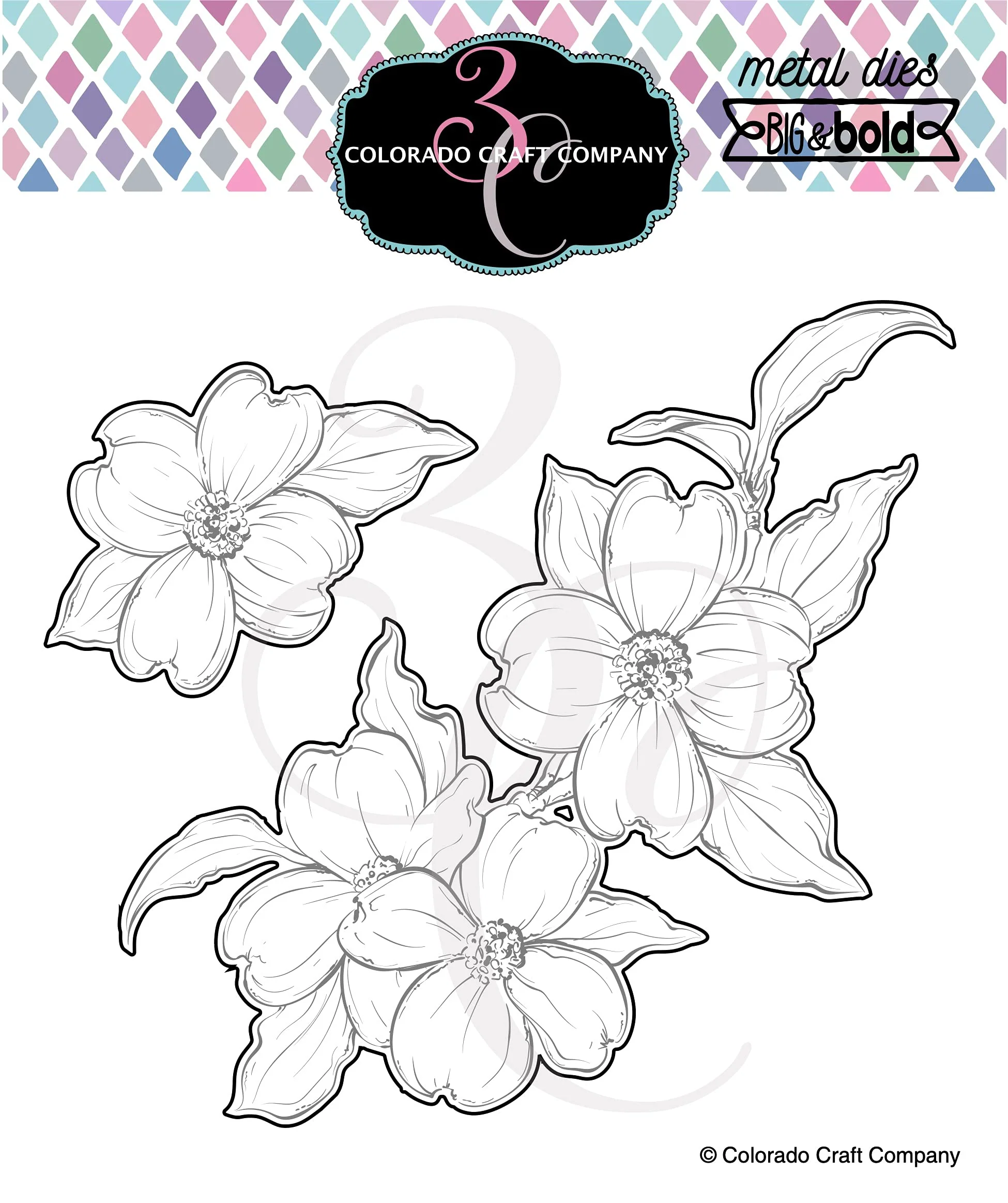 Colorado Craft Company Metal Die Set-Thank You Dogwood-Big & Bold