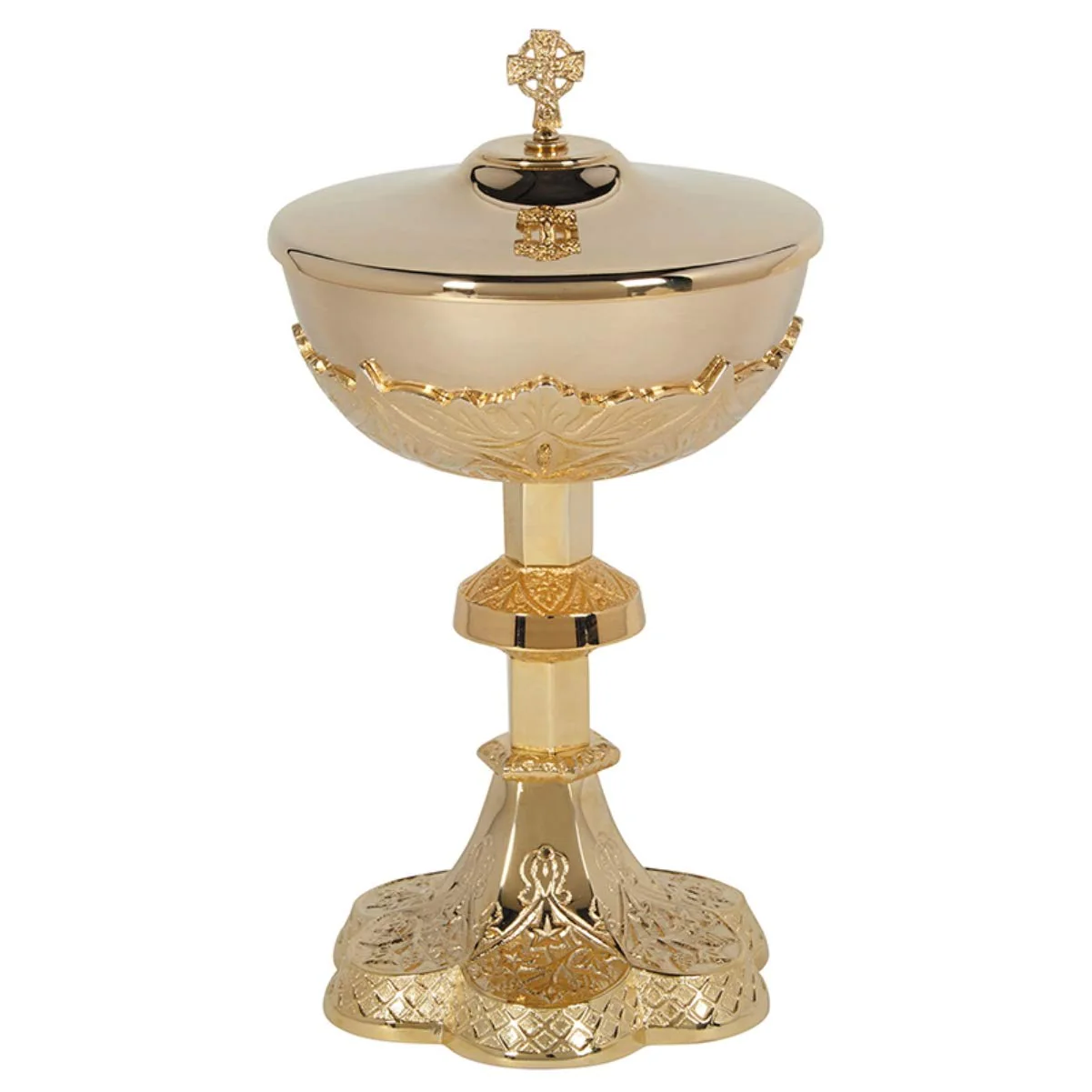 Sudbury Brass Vine Embossed Ciborium with Cover, 11 Inch