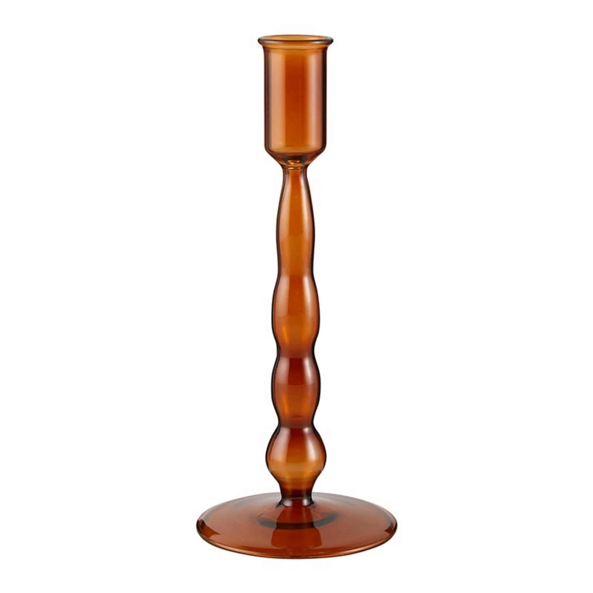 47th & Main Holder for Taper Candle Glass Candlestick Candleholder, Small, Amber