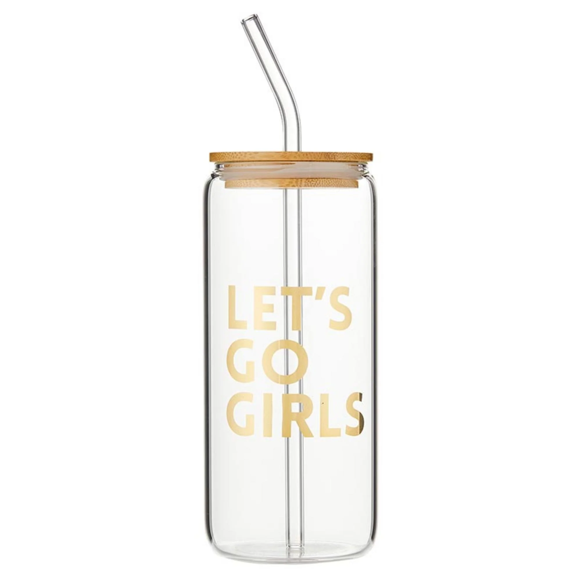 Santa Barbara Design Studio Wedding Cold Brew Glass Tumbler With Lid And Straw Glass Cup with Bamboo Lid, 20-Ounce, Let's Go Girls