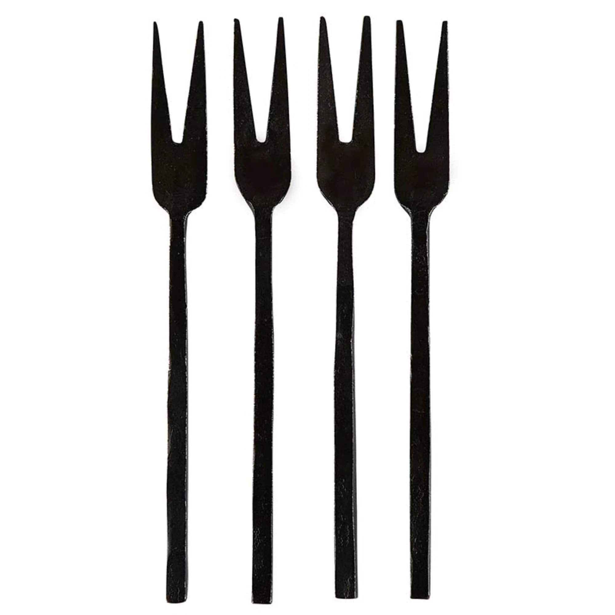 Santa Barbara Design Studio Appetizer Picks Hammered Iron Small Fork Set, 4-Count, Matte Black