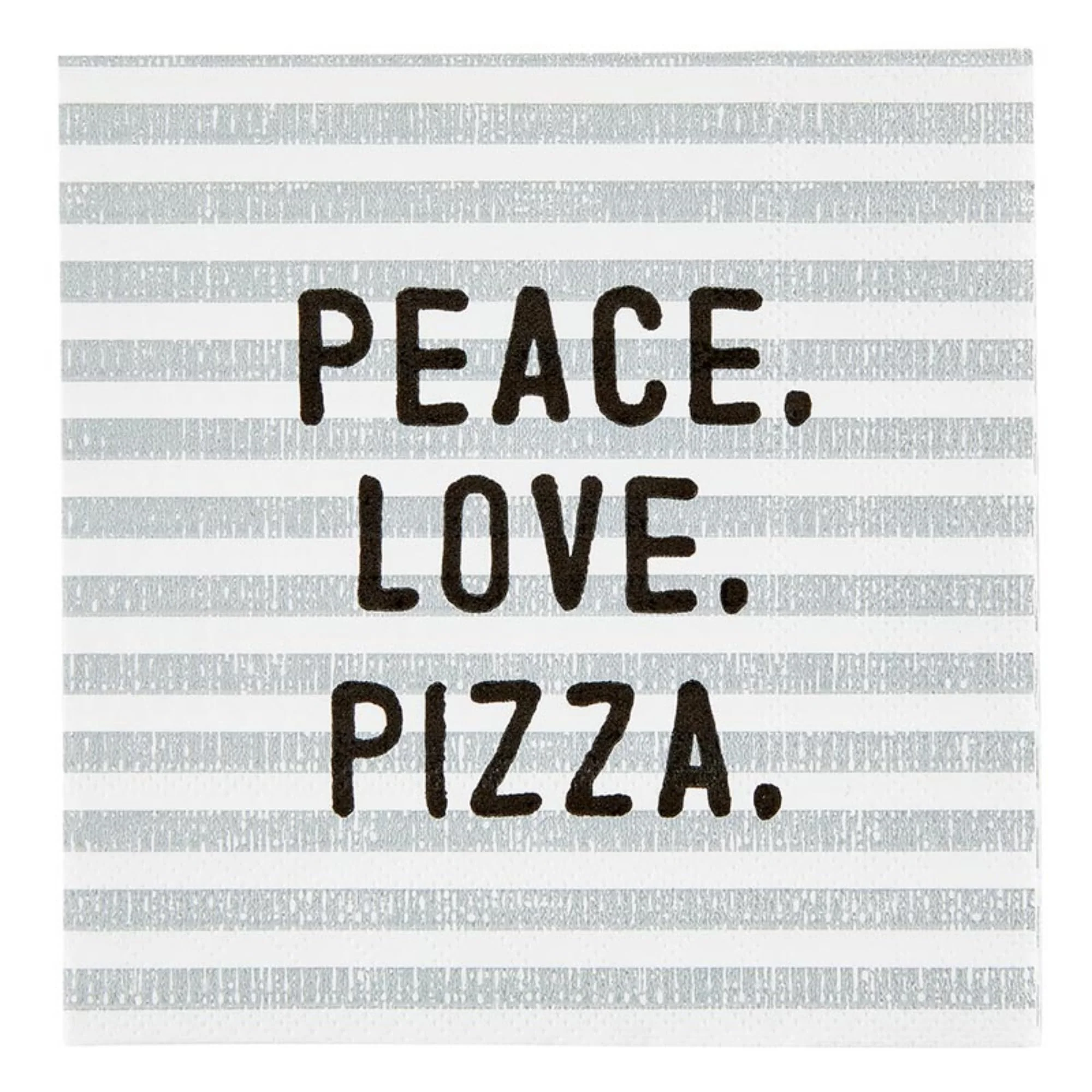 Santa Barbara Design Studio Paper Beverage Napkins White & Black 20-Count Cocktail Napkin Pack, 5" x 5", Peace Love