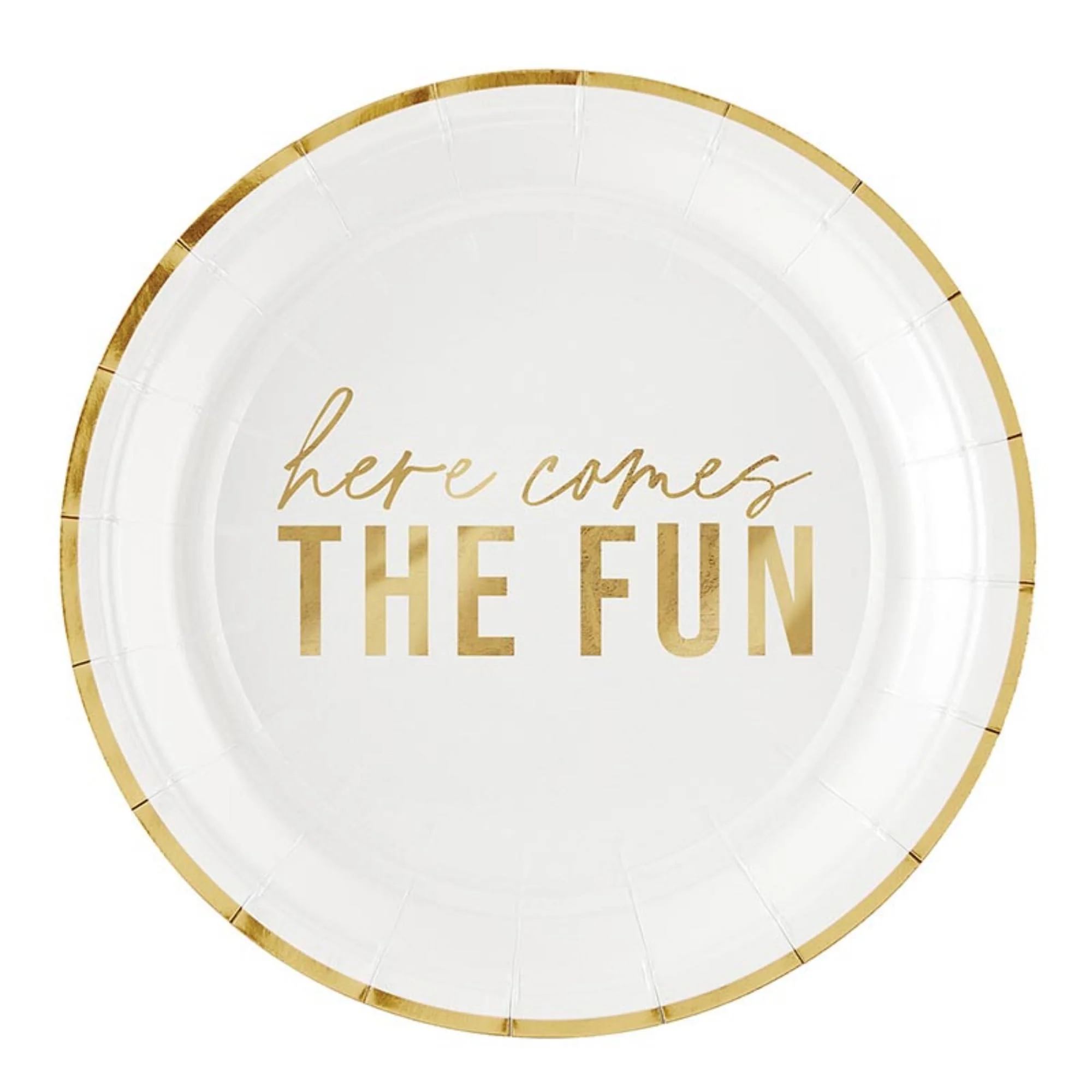Slant Collections 8-Count Disposable Party Size Paper Plates, 7-Inch, Here Comes The Fun